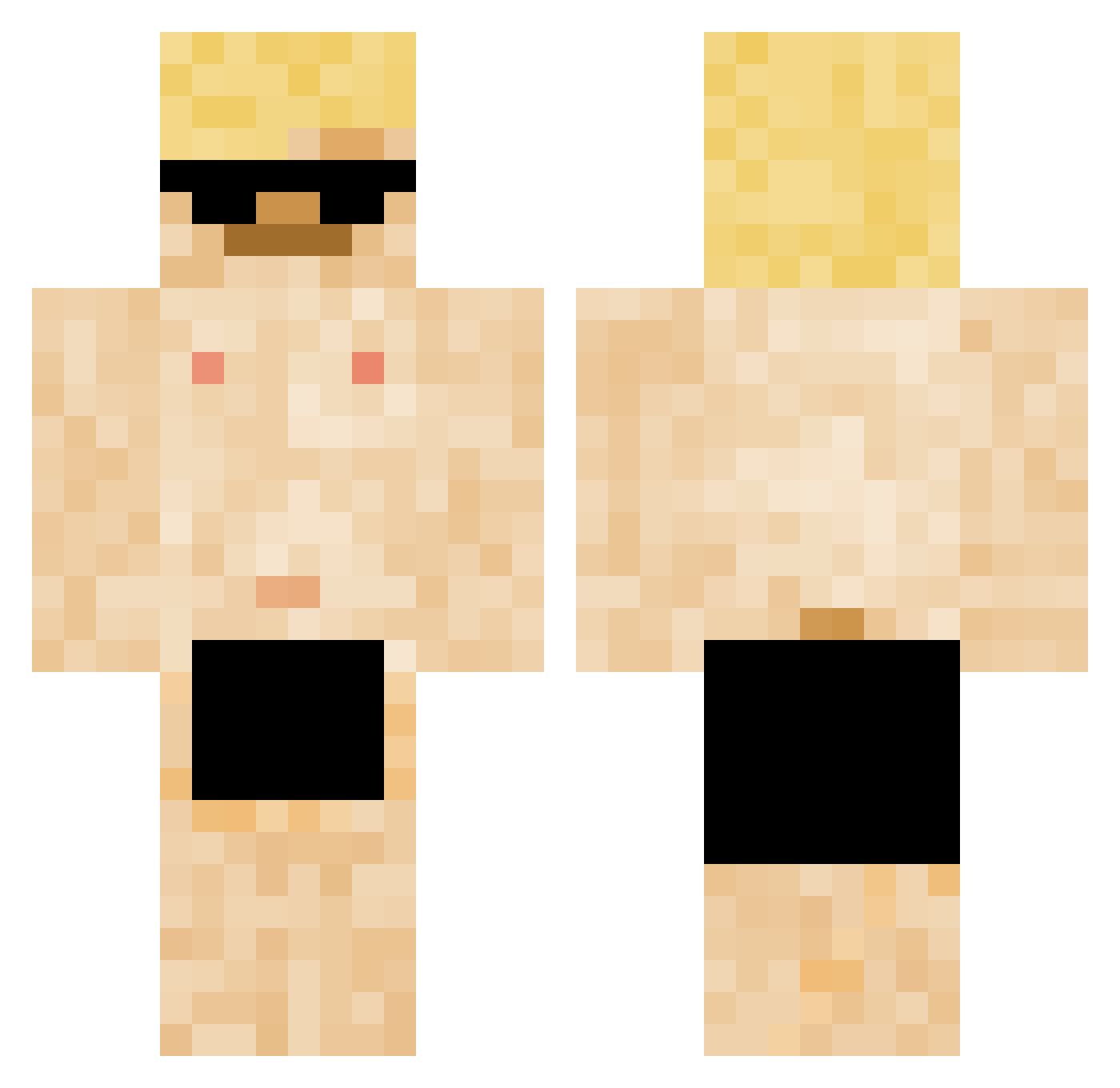 Hazzy_Yes Minecraft skin, front and back view