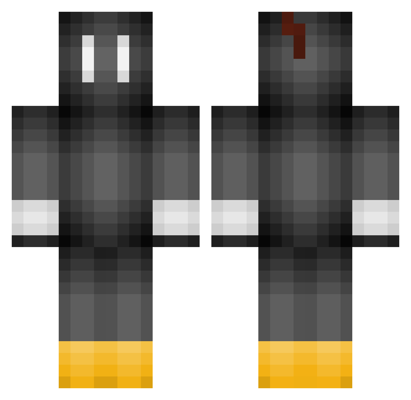 Rhuzj Minecraft skin, front and back view