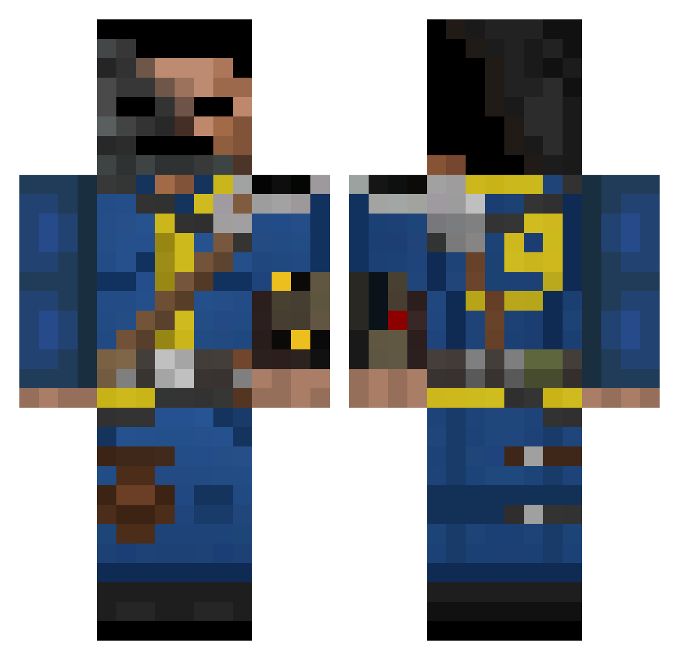 Wither38 Minecraft skin, front and back view