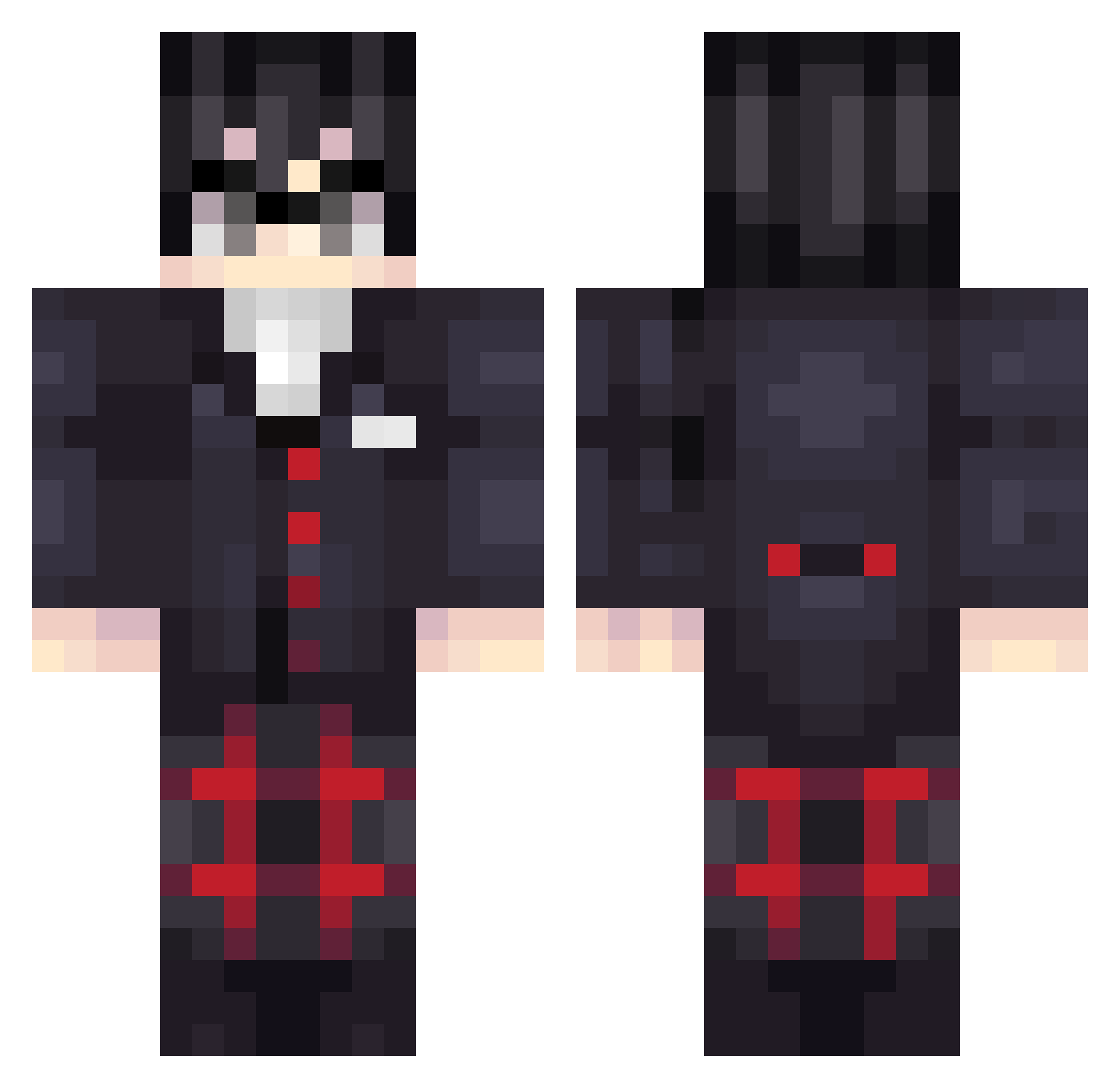 zenarena Minecraft skin, front and back view