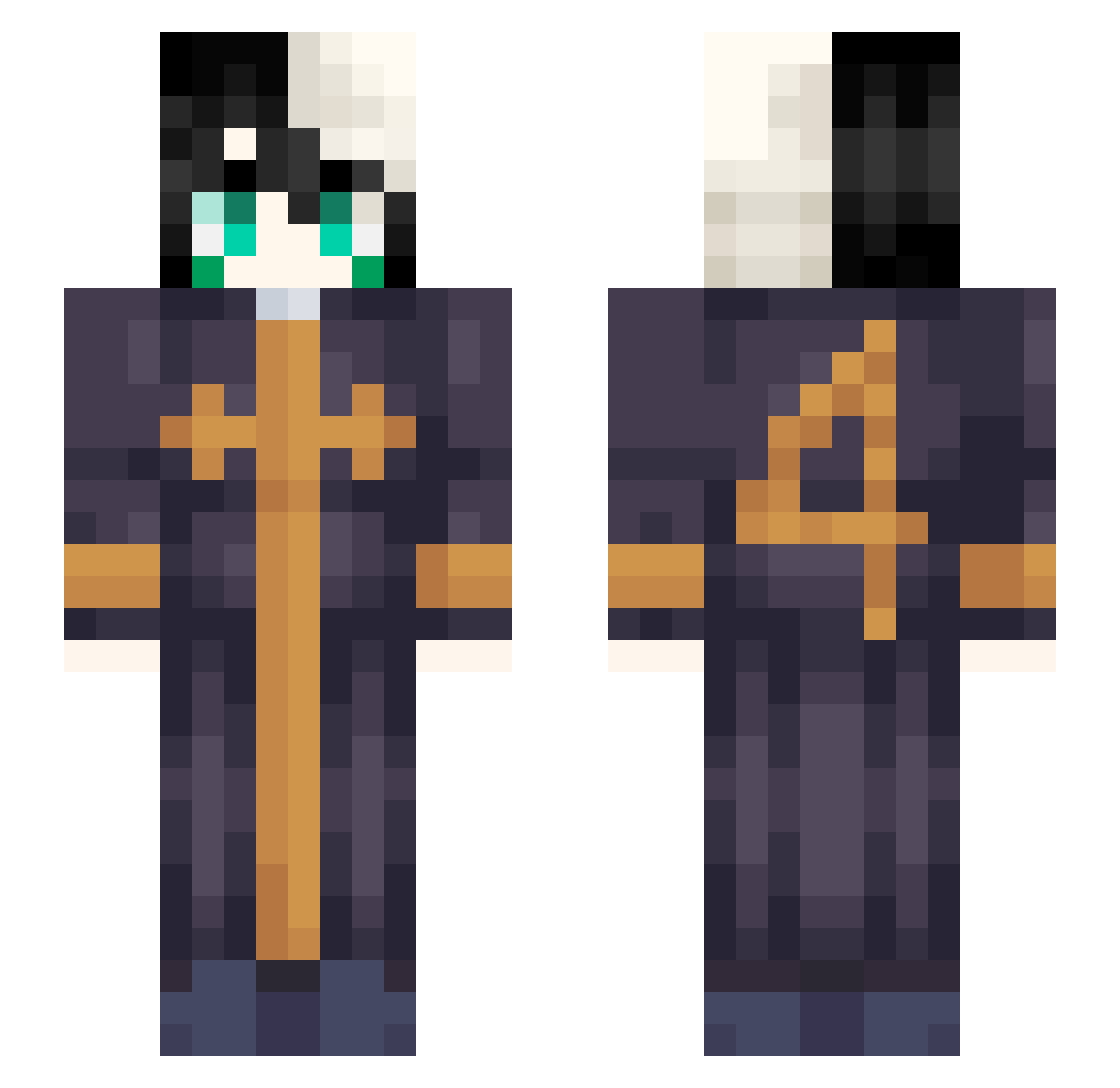 1kanske Minecraft skin, front and back view