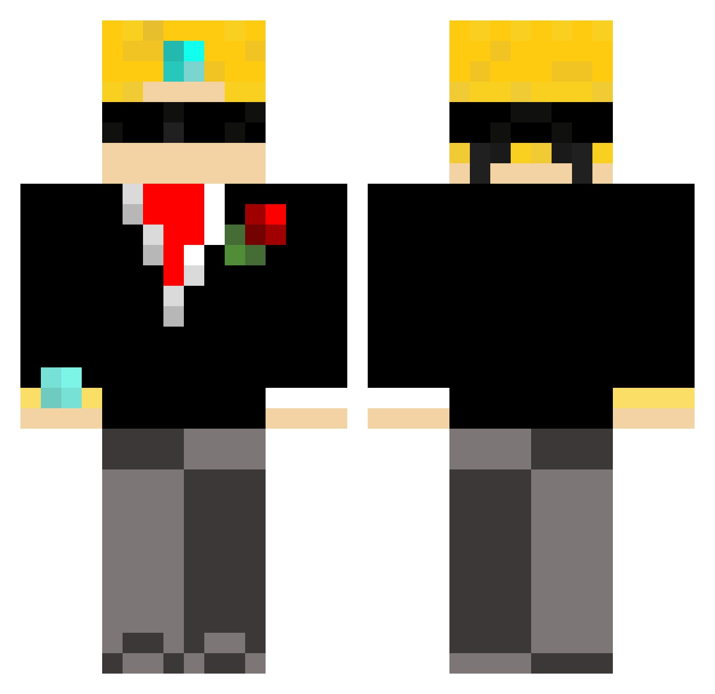 UnIndividual Minecraft skin, front and back view