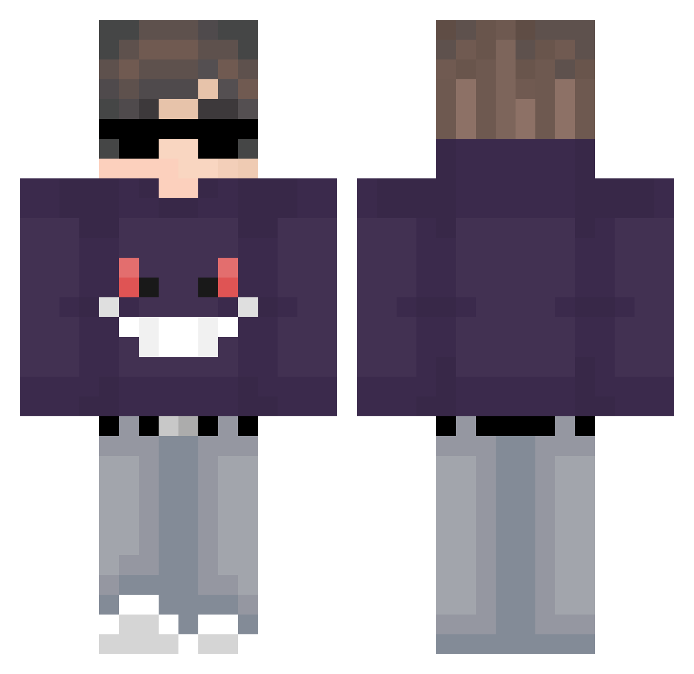 StormyOH Minecraft skin, front and back view