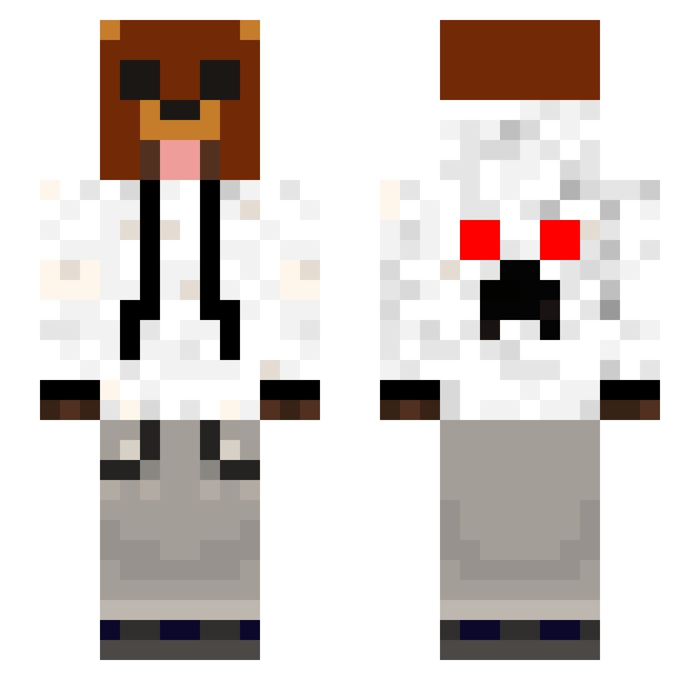 Nikytoo Minecraft skin, front and back view