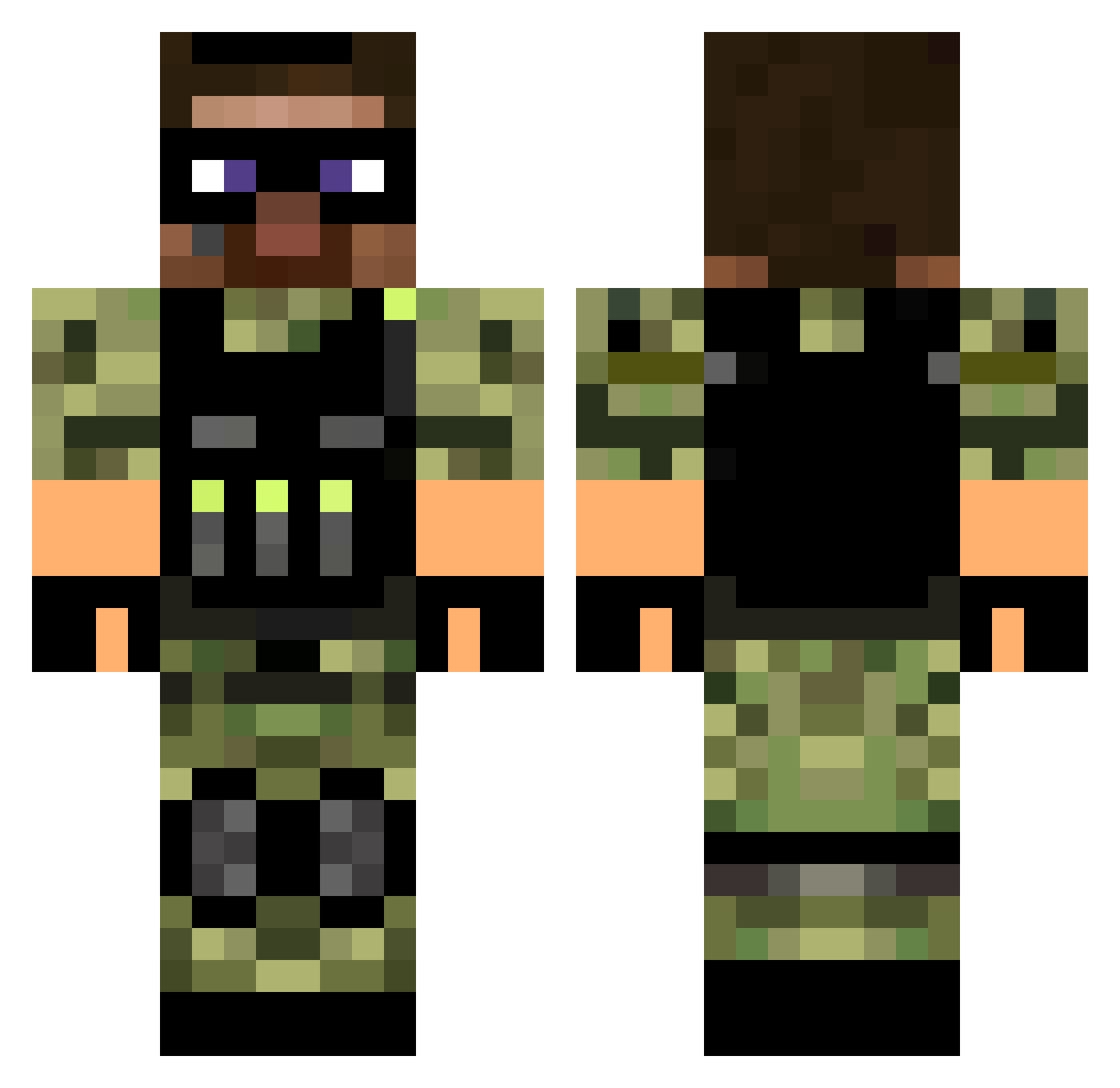 ggrekt Minecraft skin, front and back view