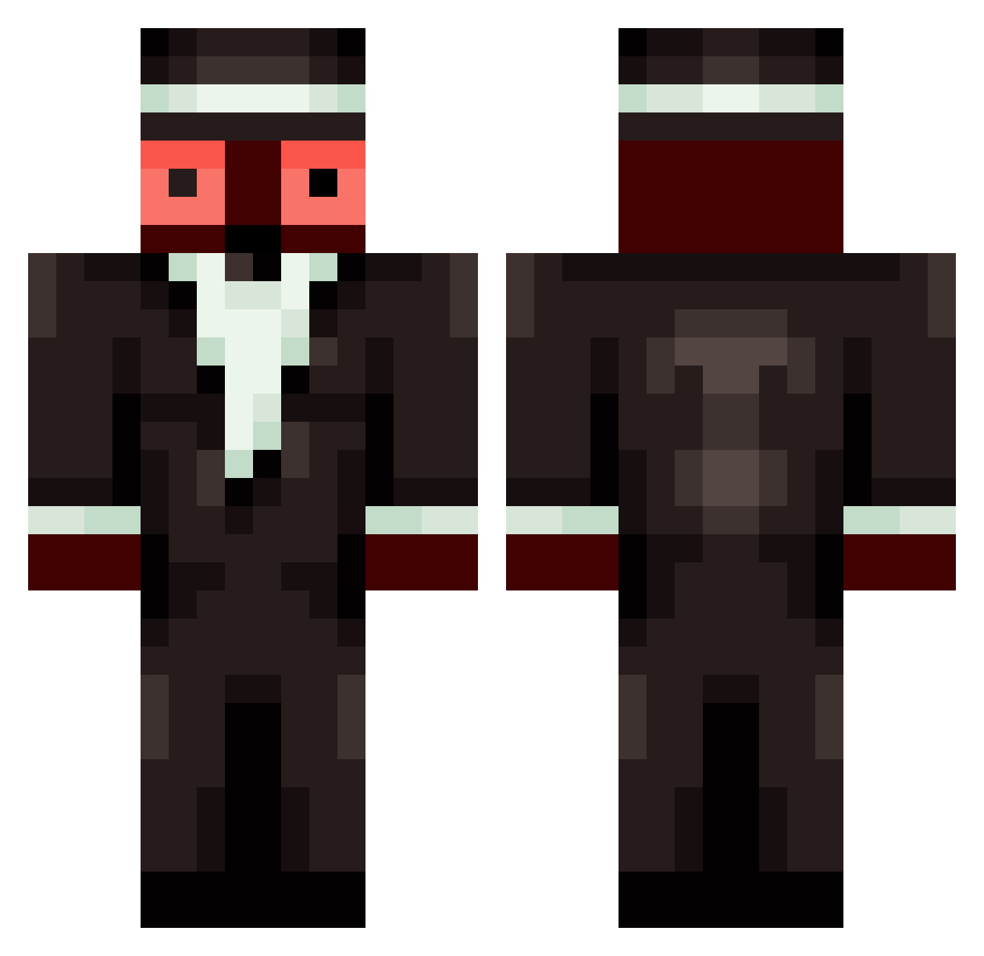 Unlikely Minecraft skin, front and back view