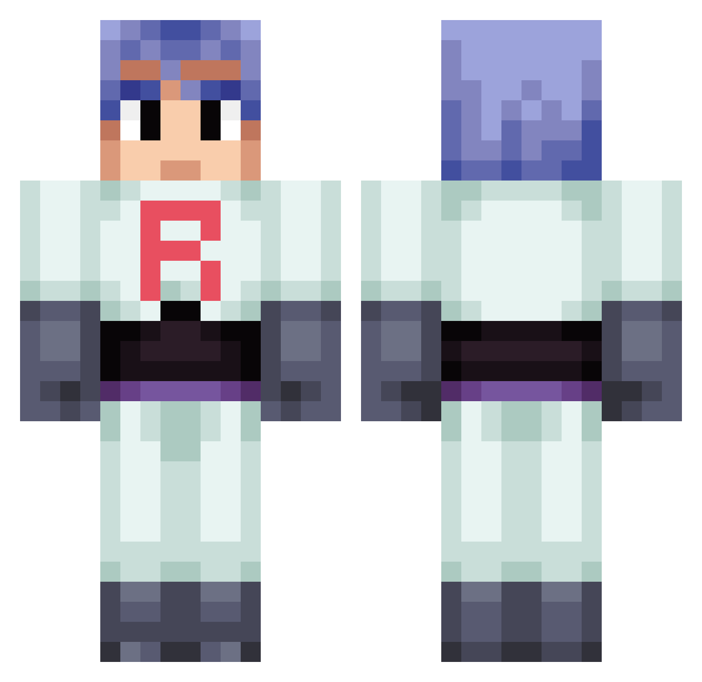 Toosc Minecraft skin, front and back view