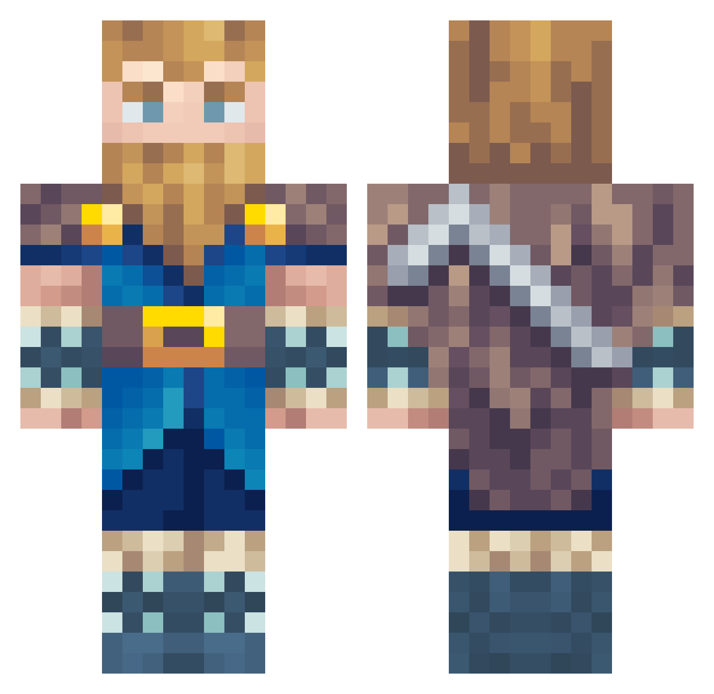 Mjo1n3r Minecraft skin, front and back view