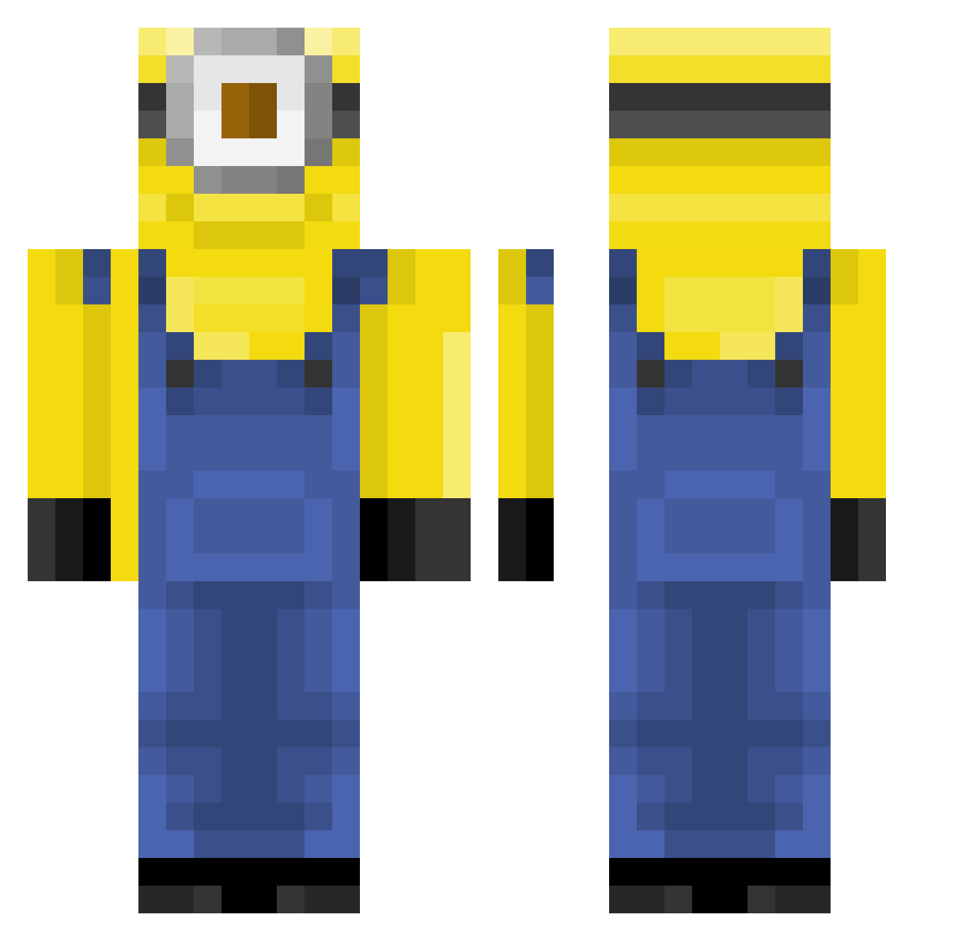 Zeerobotoman Minecraft skin, front and back view