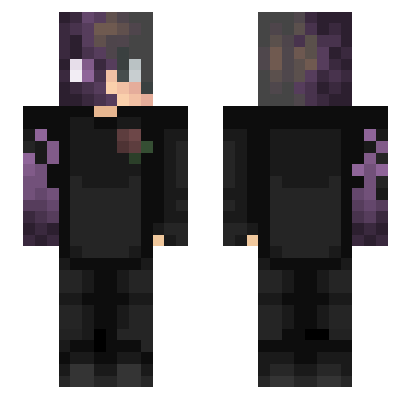 Spookte Minecraft skin, front and back view