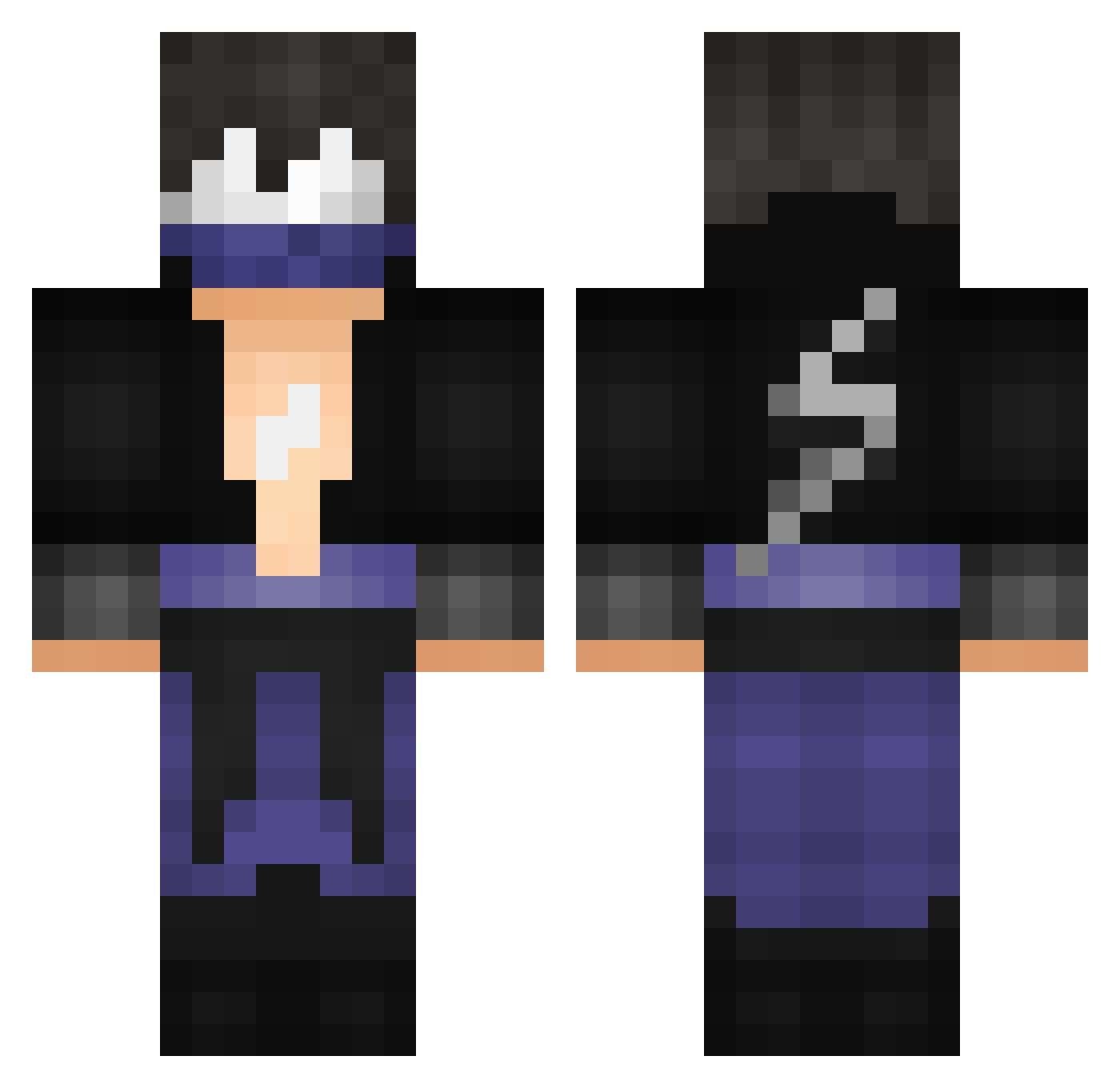 Zantresor Minecraft skin, front and back view
