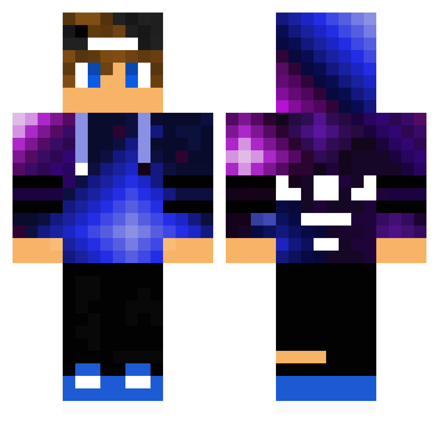 MRsaturne Minecraft skin, front and back view