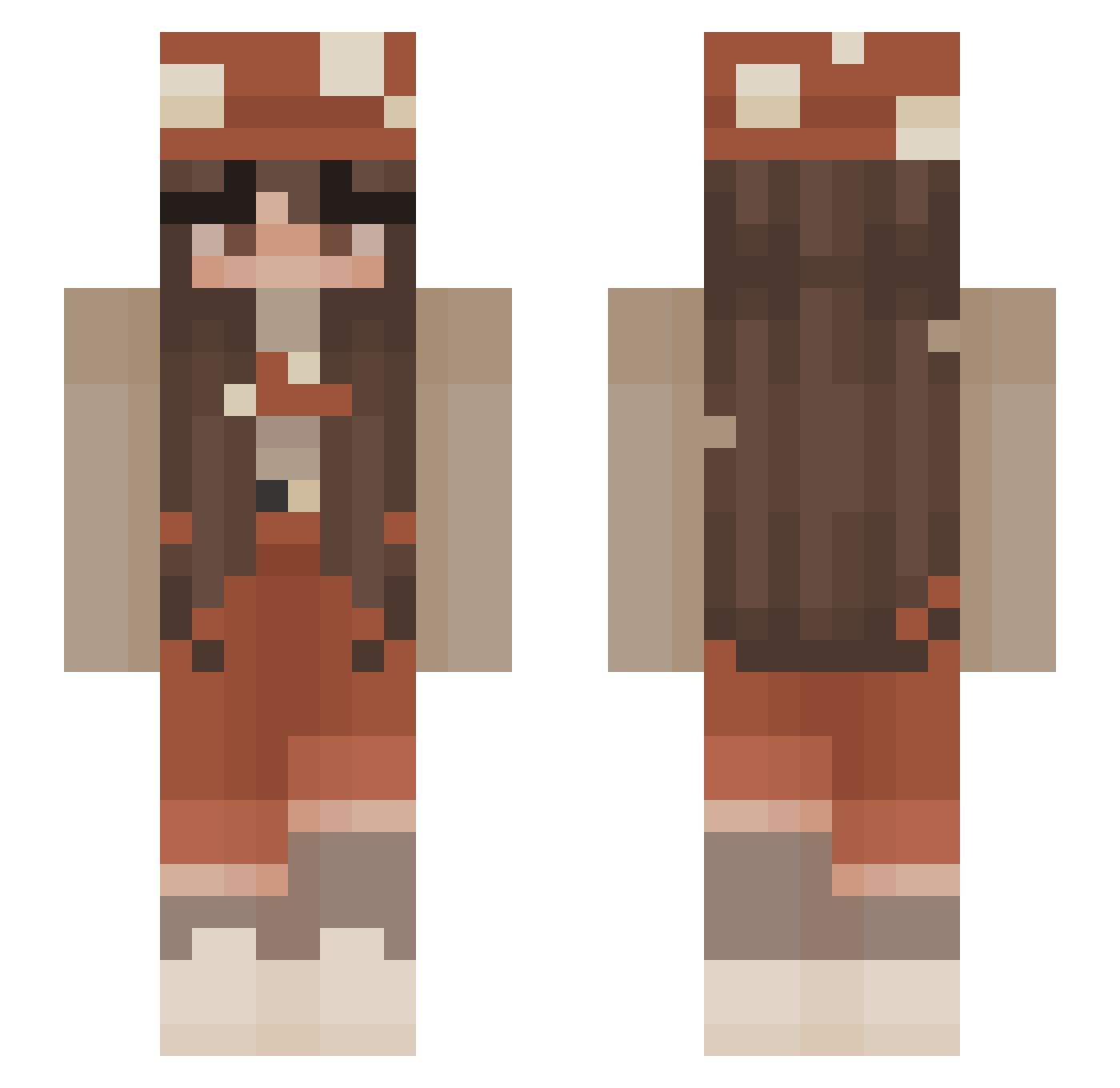 FlameNAshez Minecraft skin, front and back view