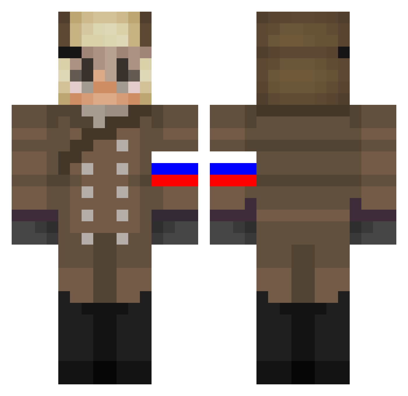 Nonek24 Minecraft skin, front and back view