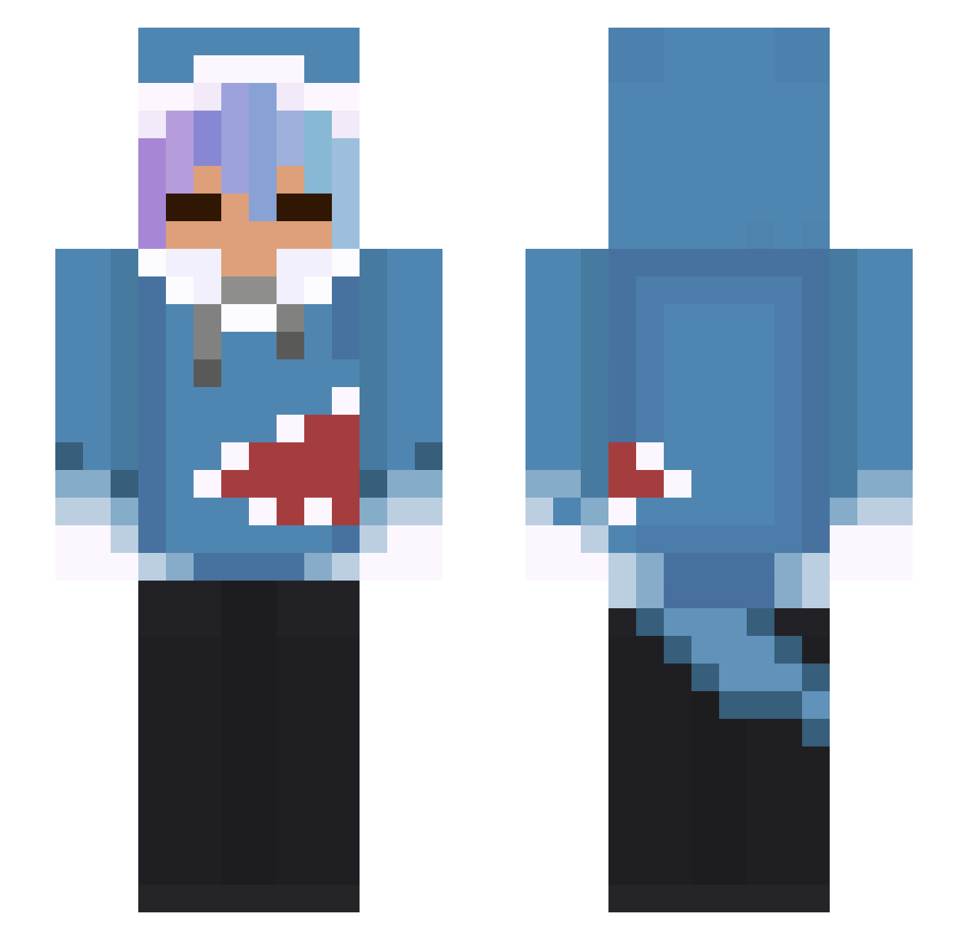 WardenCharlie Minecraft skin, front and back view