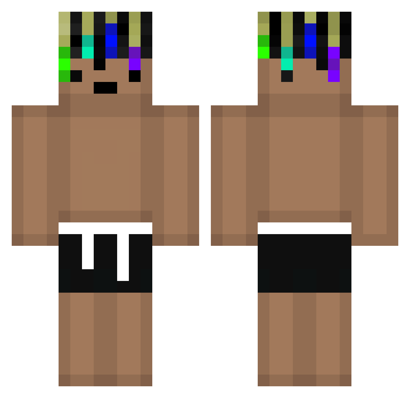 Hungergamez Minecraft skin, front and back view