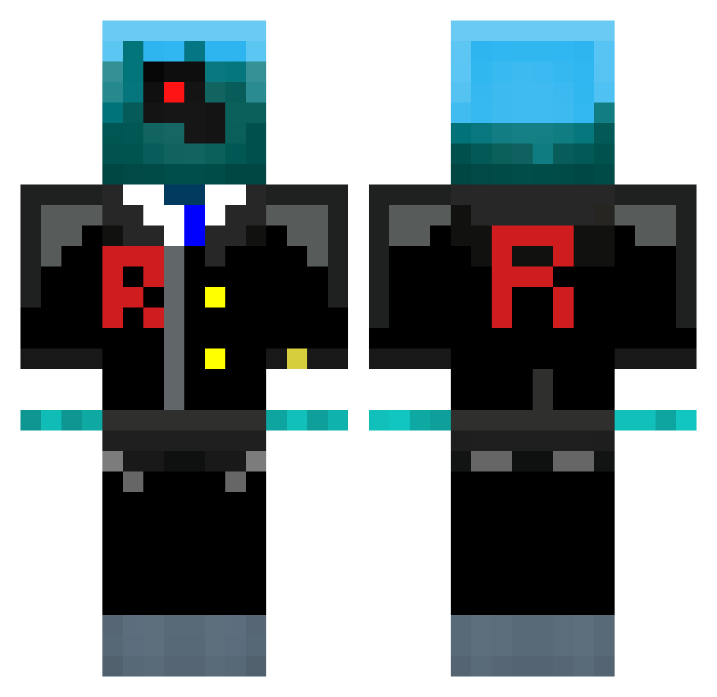 TECMC Minecraft skin, front and back view