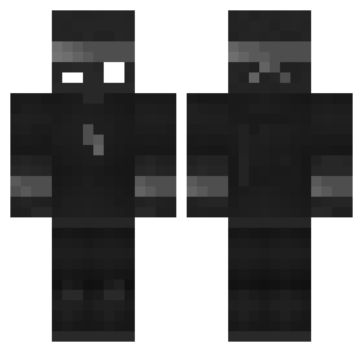 Reffenced Minecraft skin, front and back view