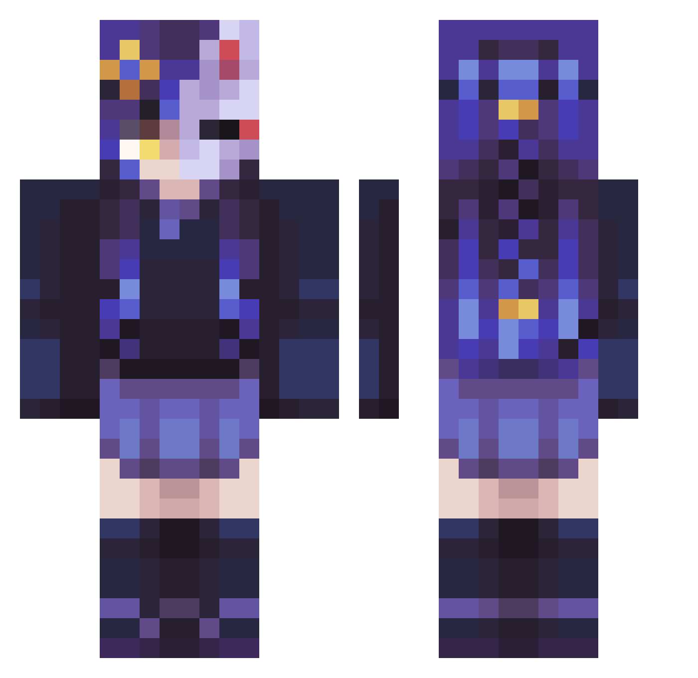 bialykrzak123 Minecraft skin, front and back view