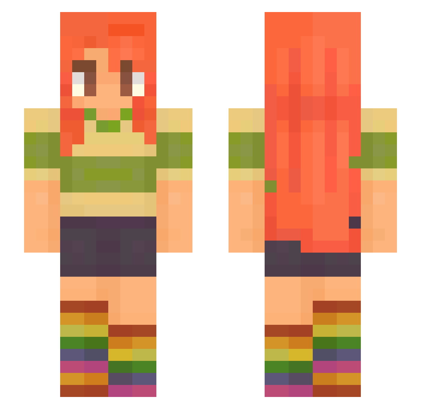 CelesteMadeline Minecraft skin, front and back view