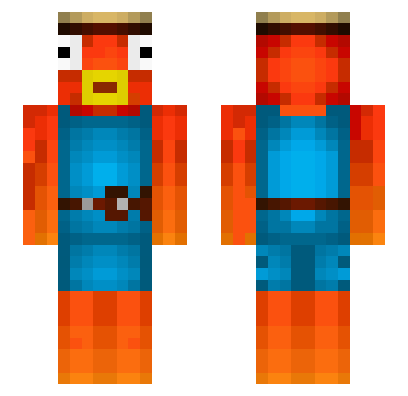 Pomtch Minecraft skin, front and back view