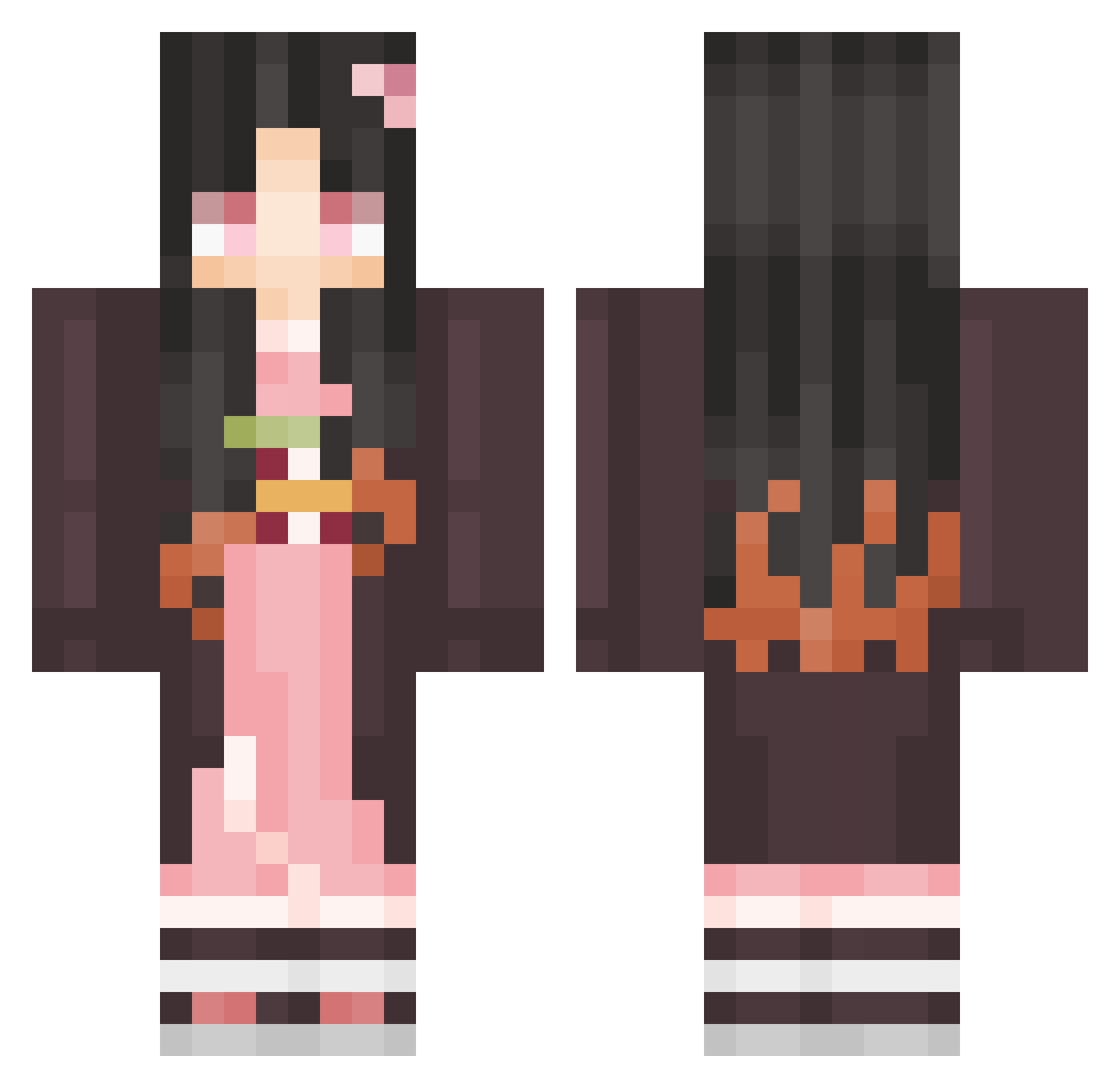 rafted Minecraft skin, front and back view