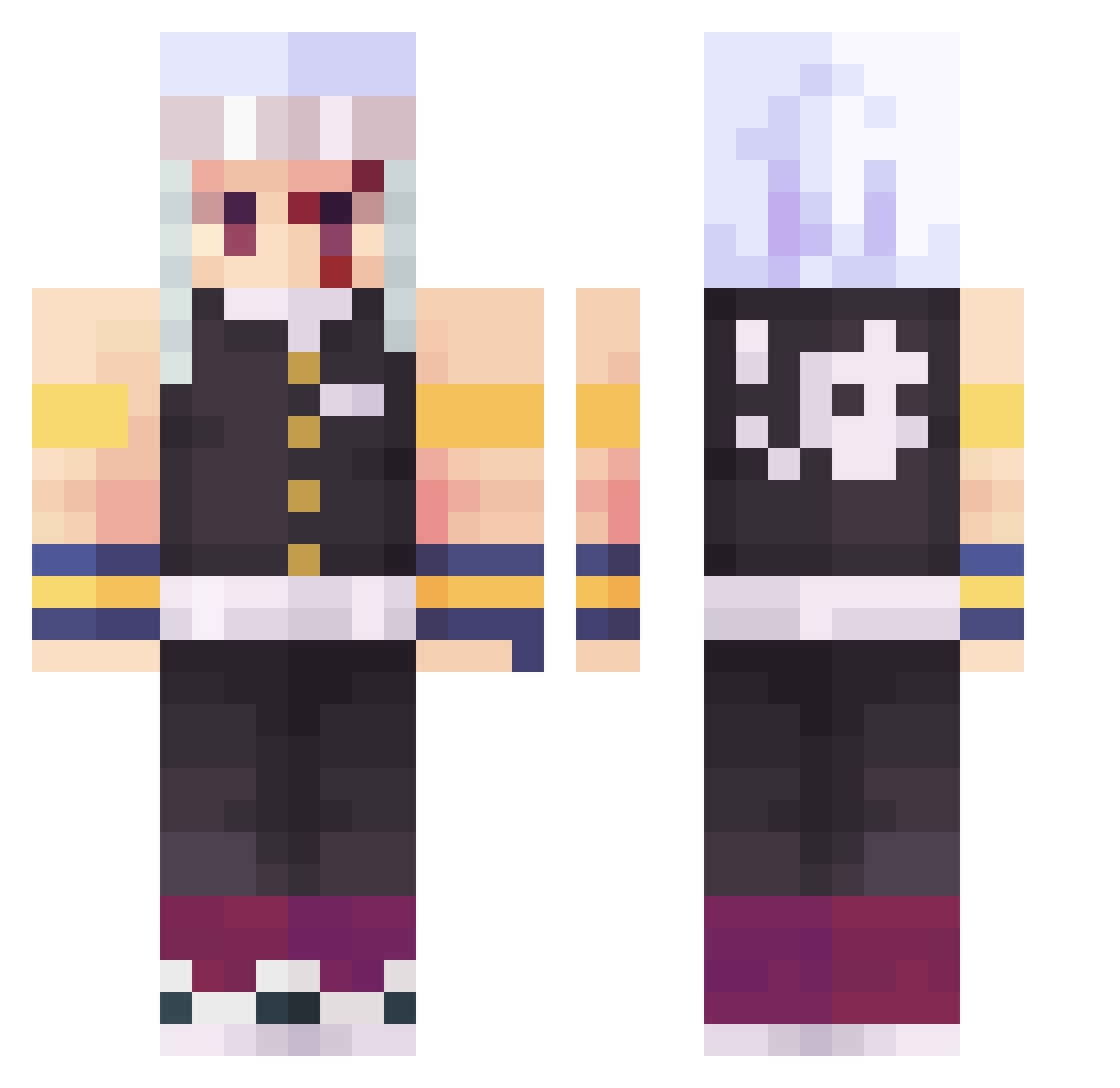 Thomatozorr Minecraft skin, front and back view