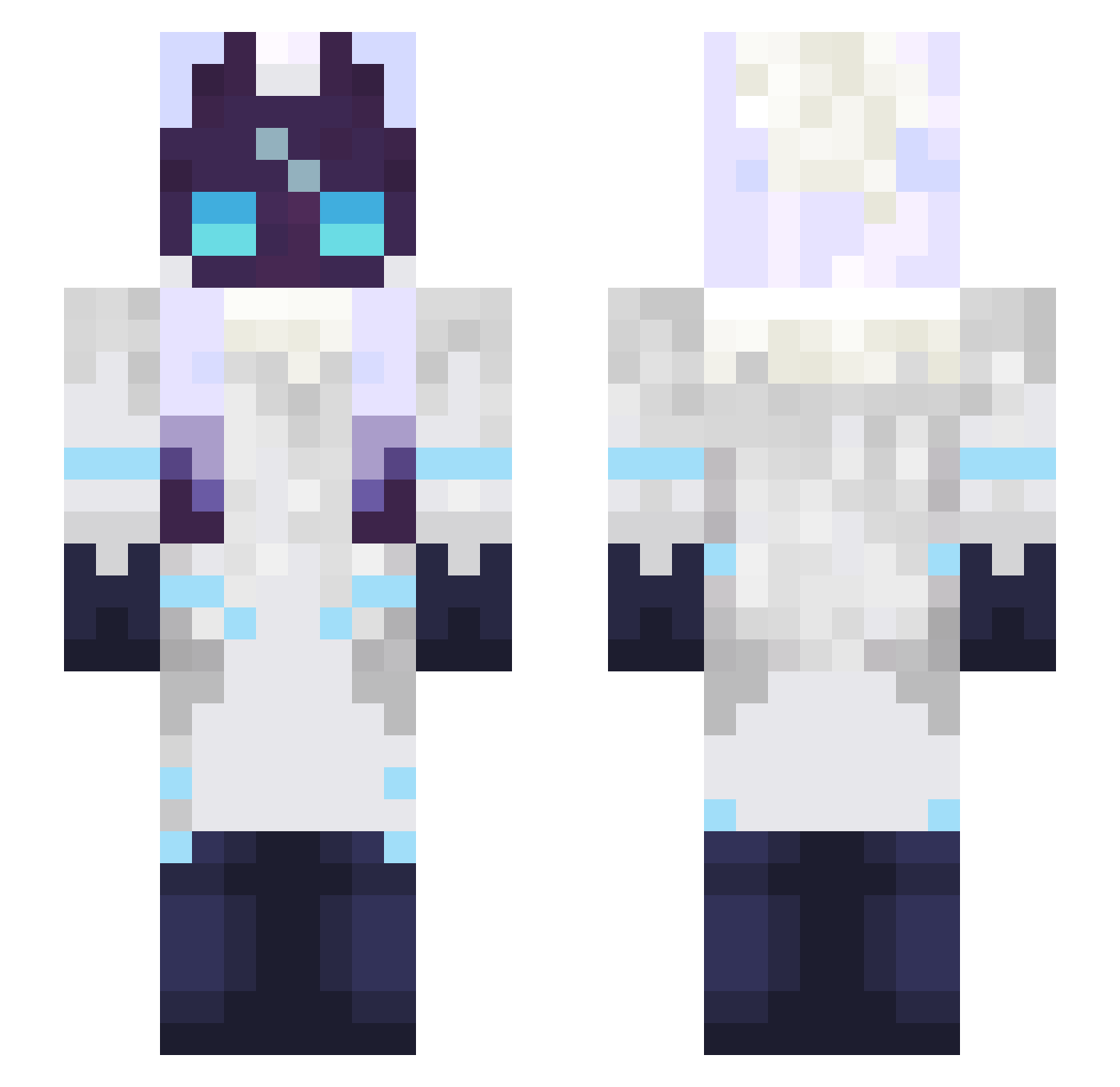 Schneeorg Minecraft skin, front and back view