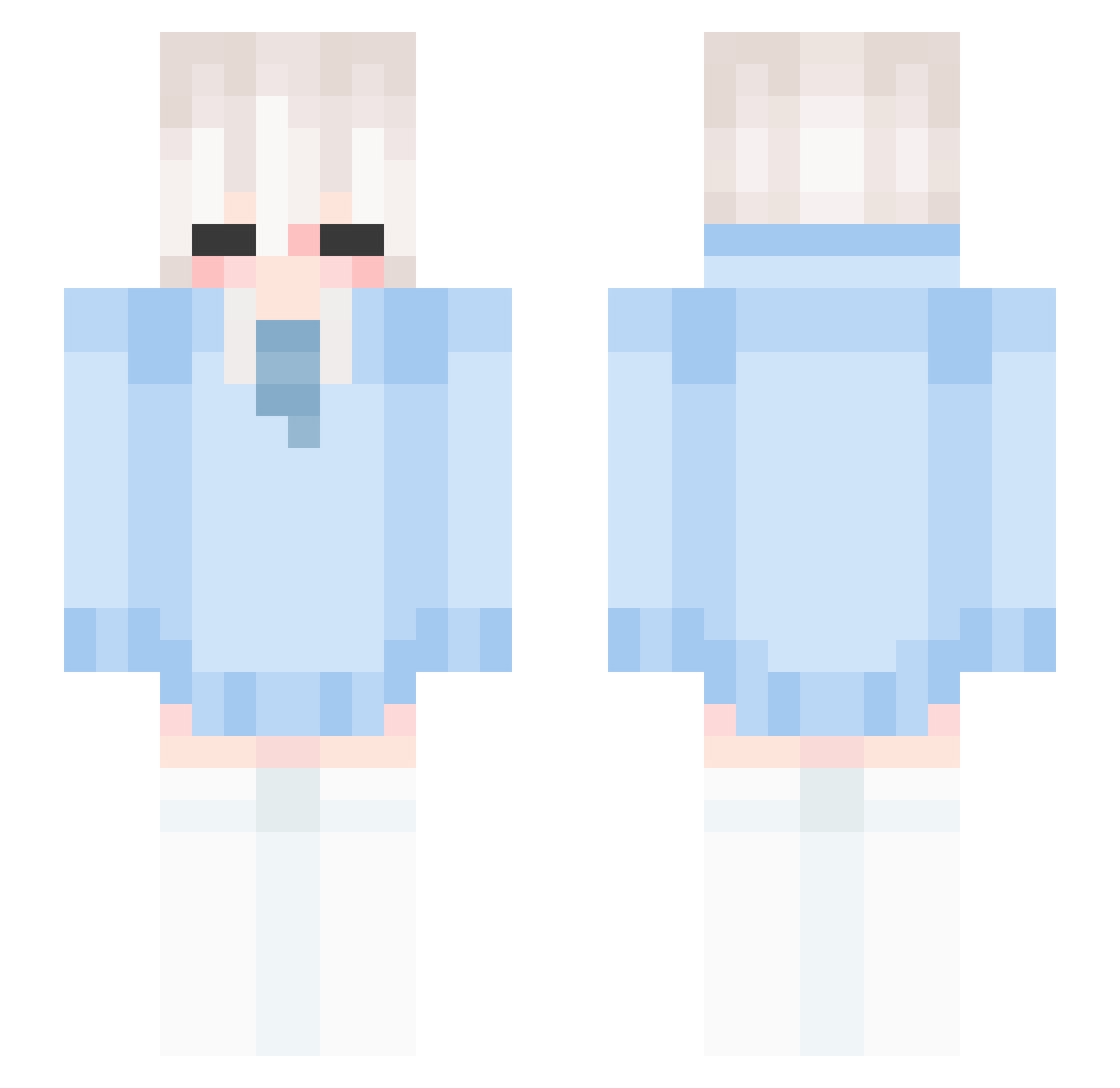 QuilvoTTV Minecraft skin, front and back view