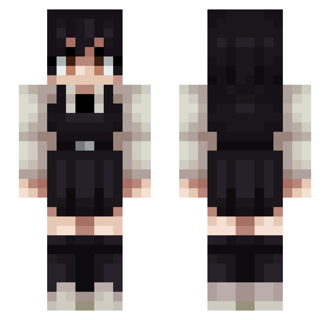 PotterKub Minecraft skin, front and back view