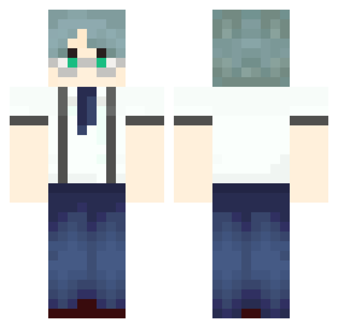 muzom Minecraft skin, front and back view