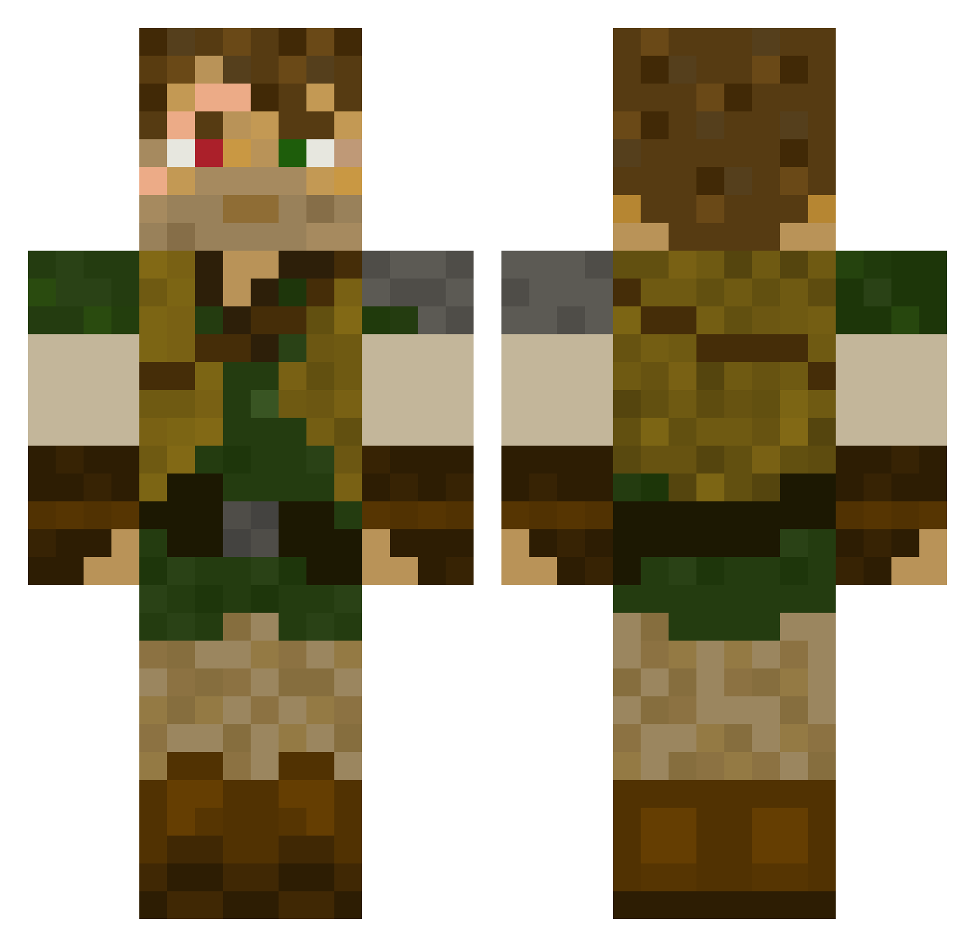Superlazerbear Minecraft skin, front and back view