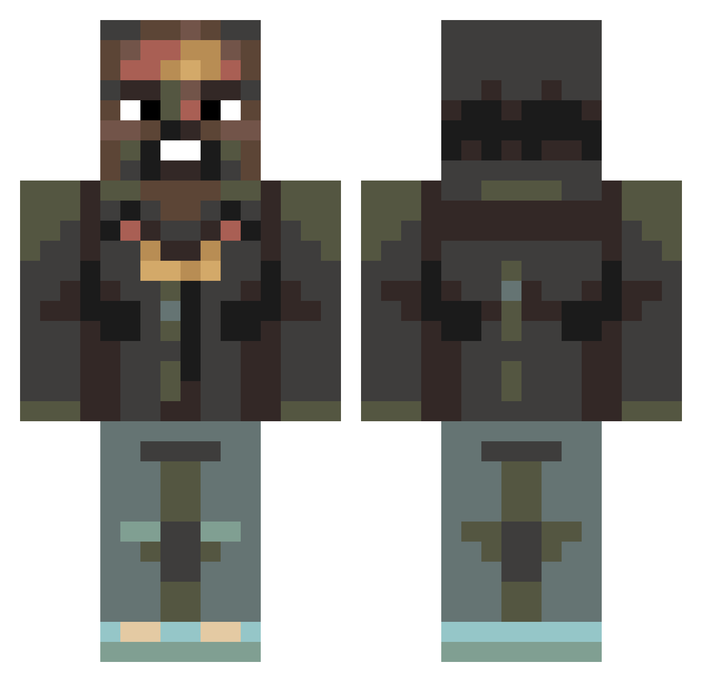 Wiktoratom Minecraft skin, front and back view