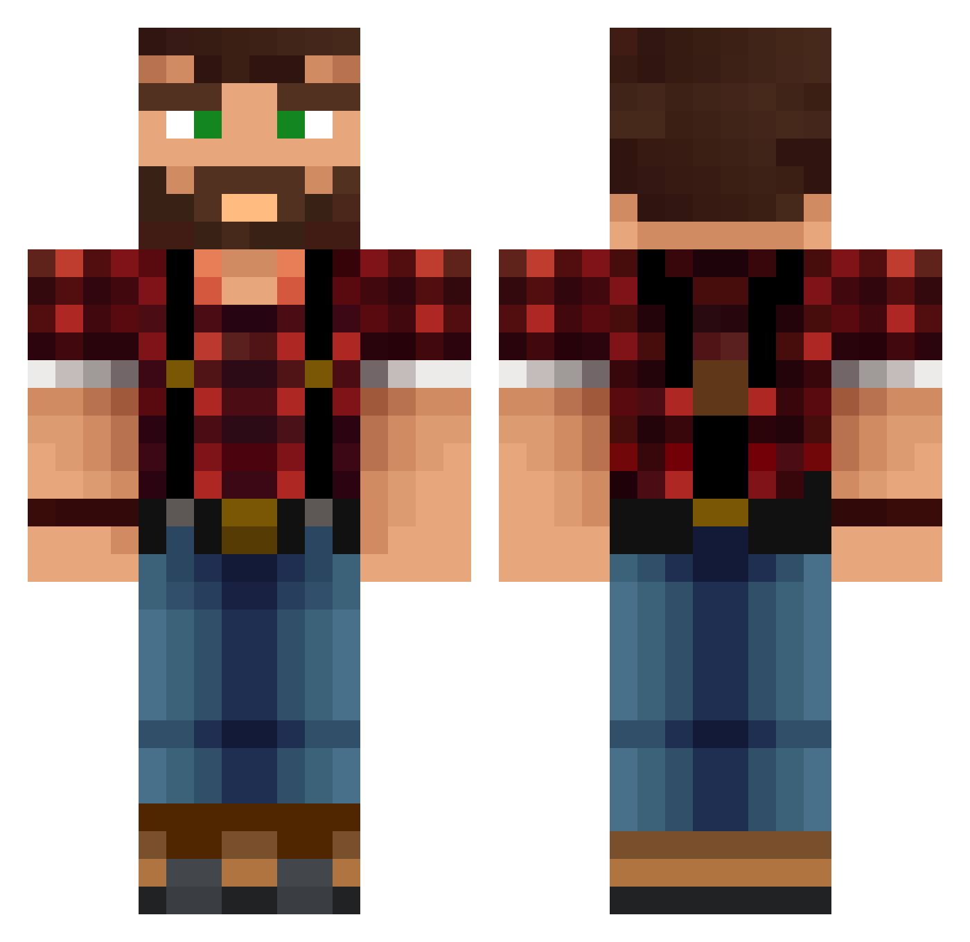 Moonman642 Minecraft skin, front and back view