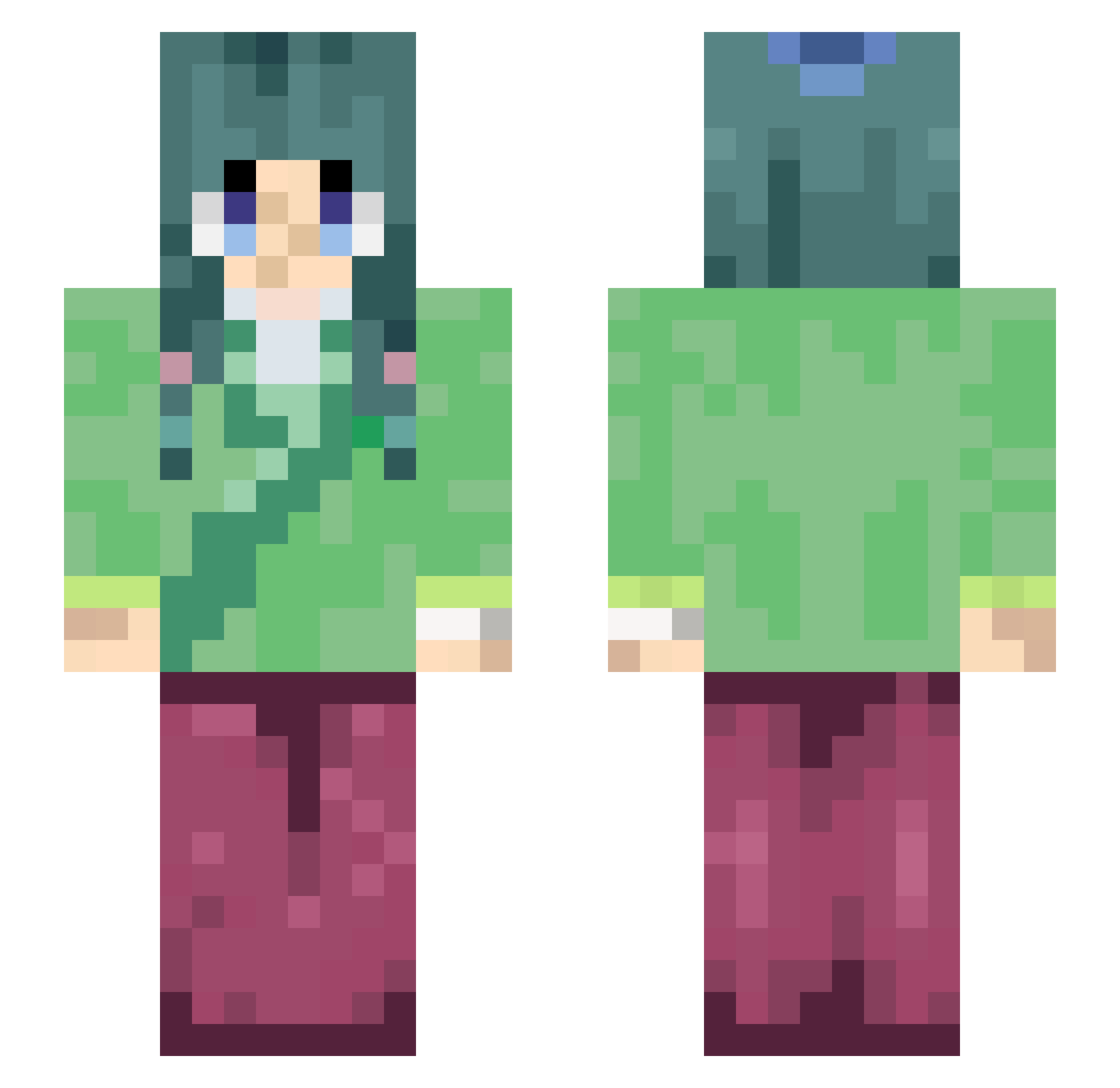 Beakoni Minecraft skin, front and back view