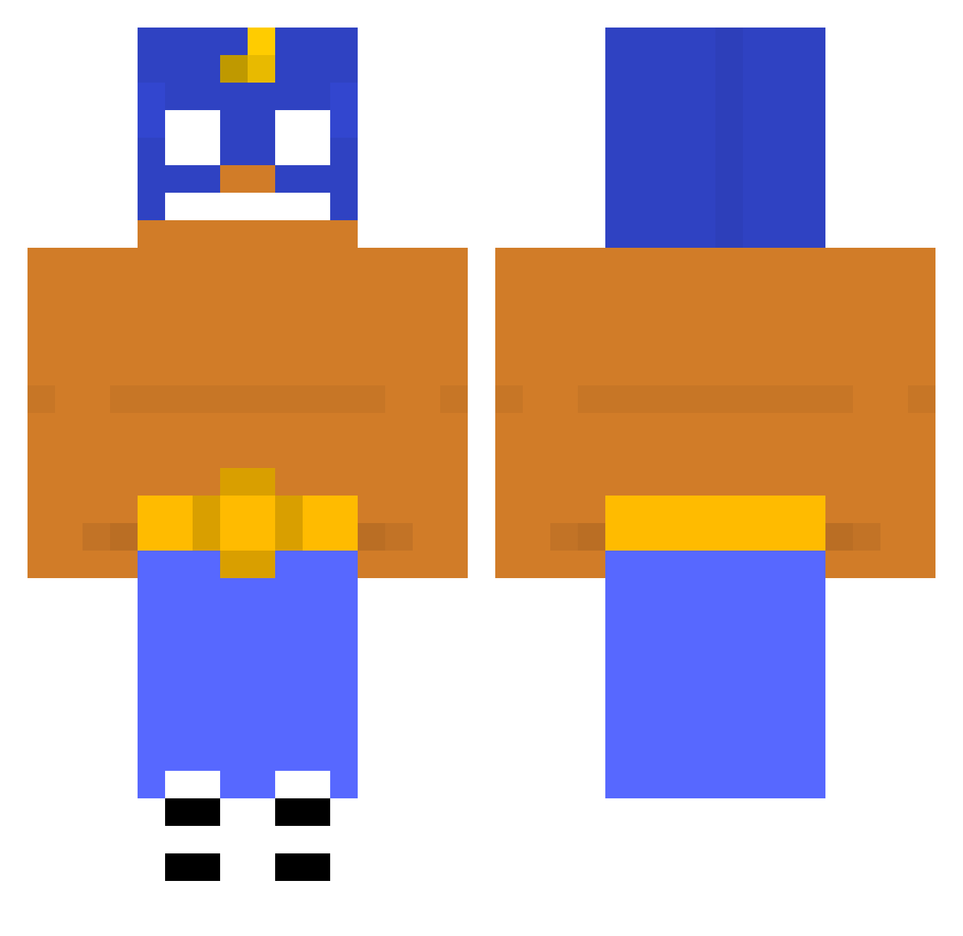 KWM_Mort Minecraft skin, front and back view