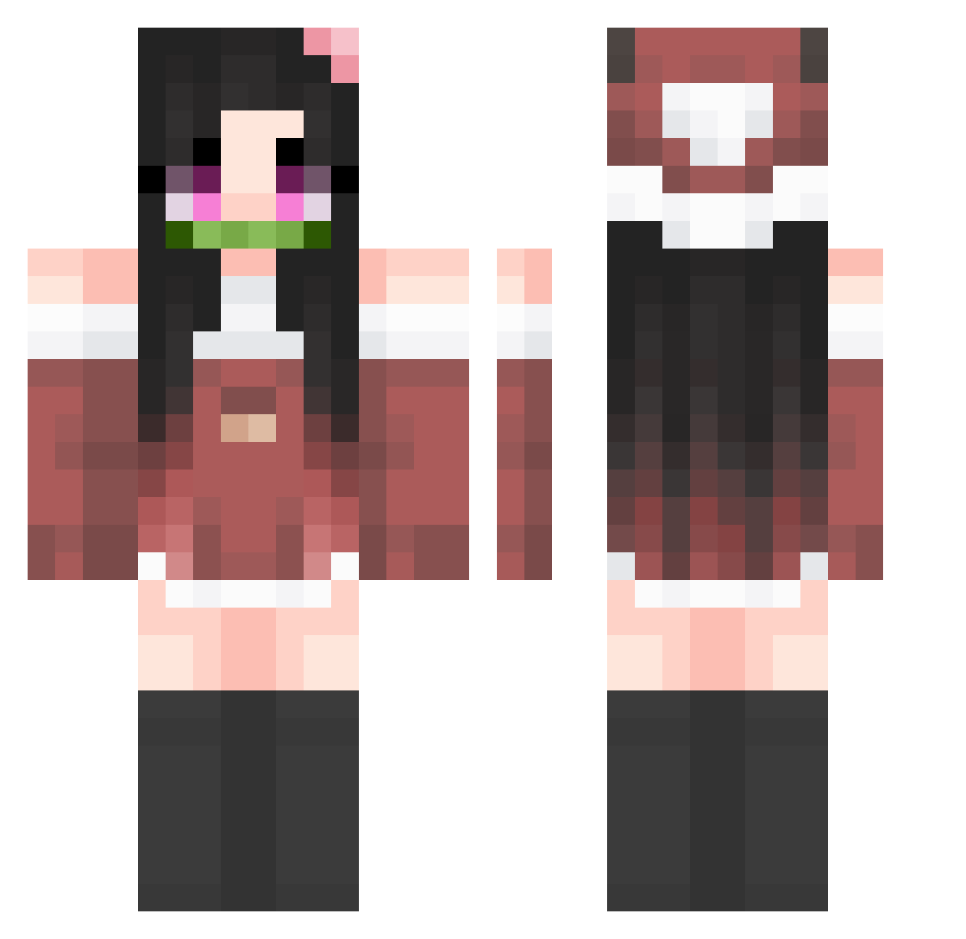 spwmzh Minecraft skin, front and back view