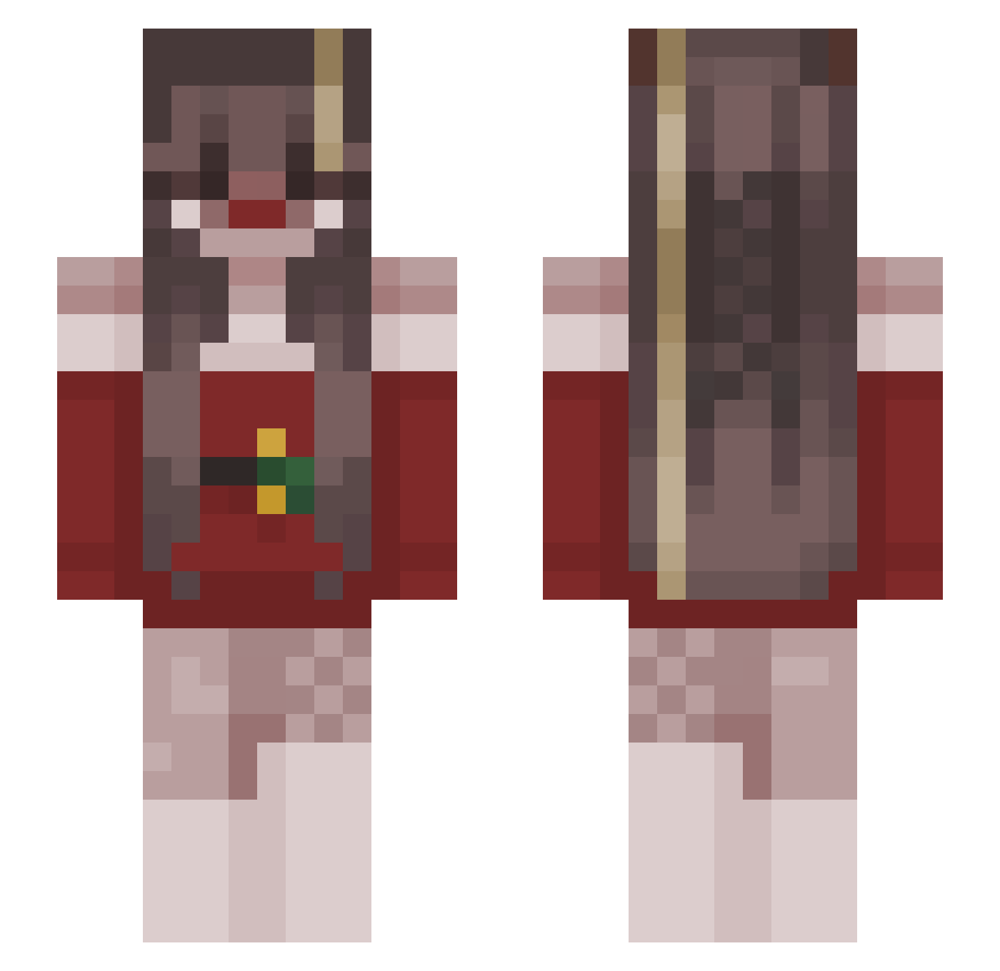SheBlows Minecraft skin, front and back view