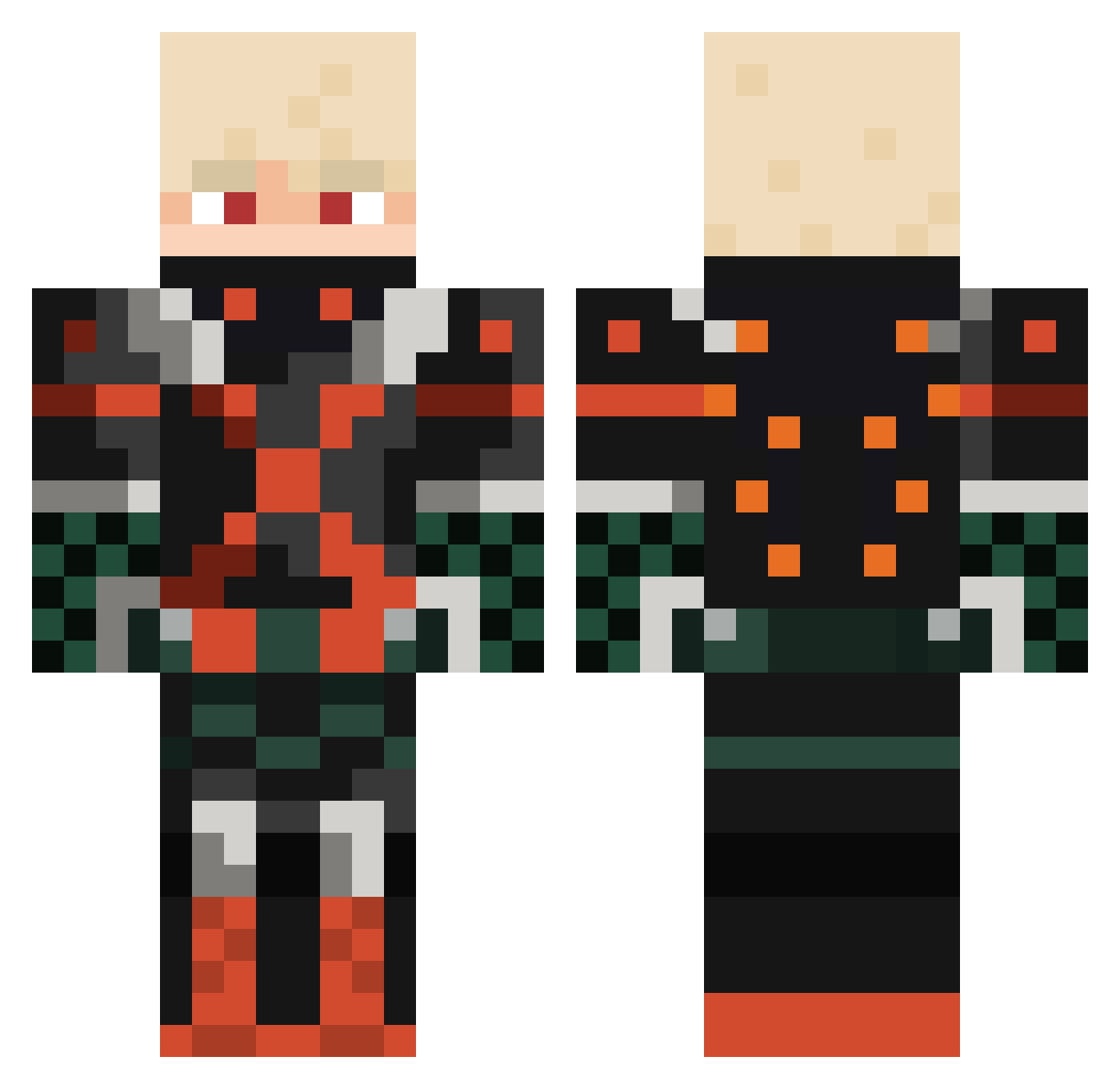 TrixxIKO Minecraft skin, front and back view
