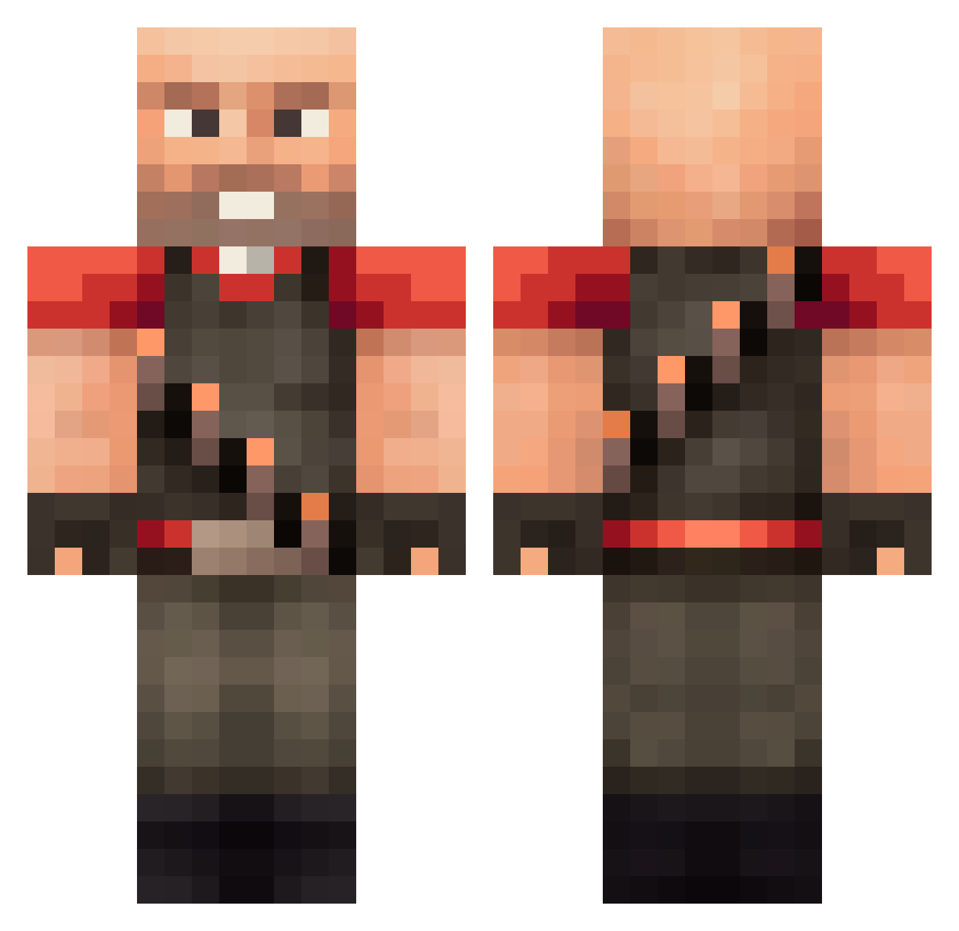 SethVougan Minecraft skin, front and back view
