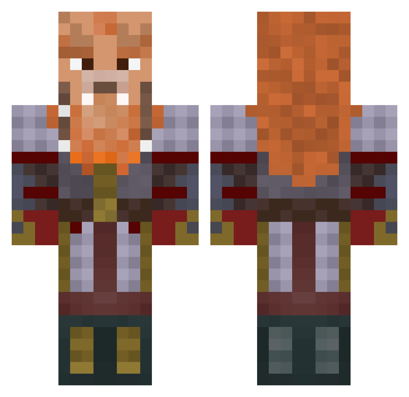 Chabba77 Minecraft skin, front and back view