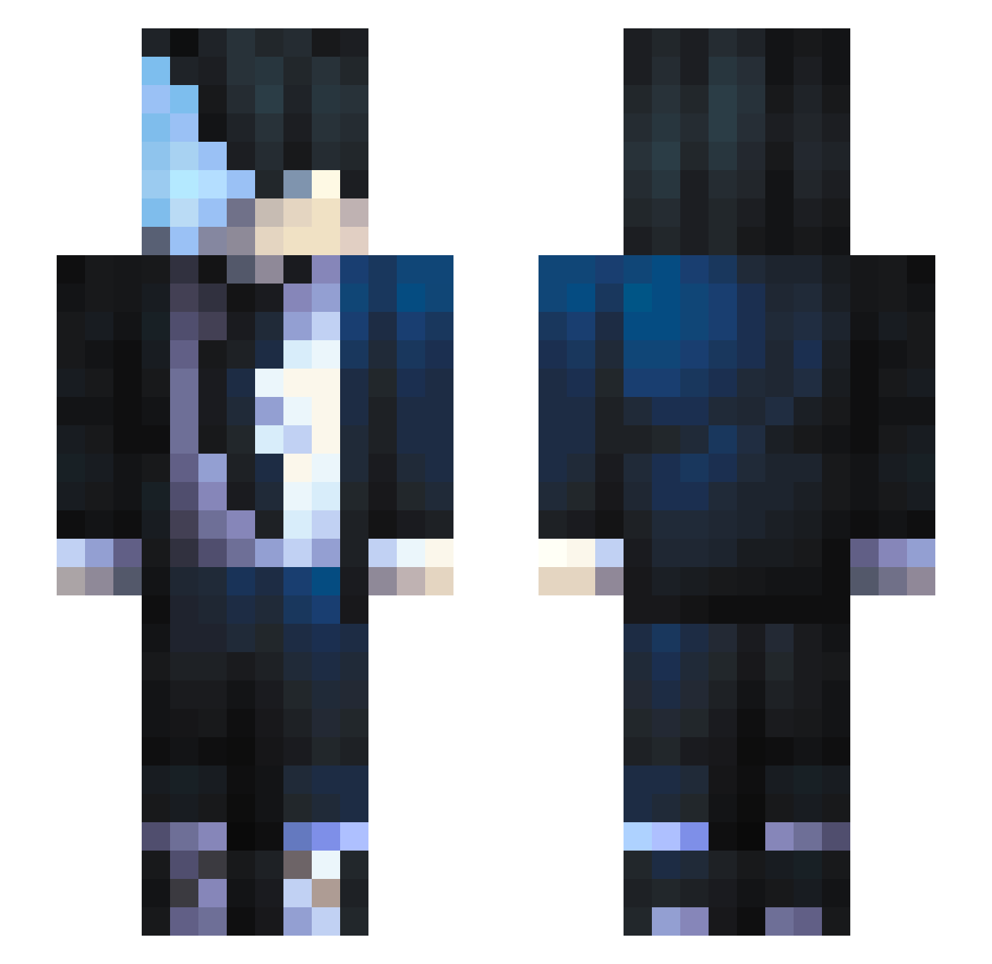 crixxc Minecraft skin, front and back view