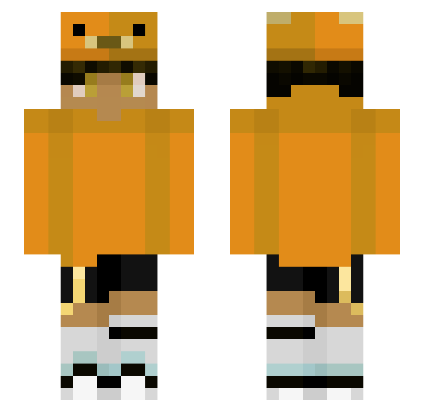 GalaxyLeoX Minecraft skin, front and back view