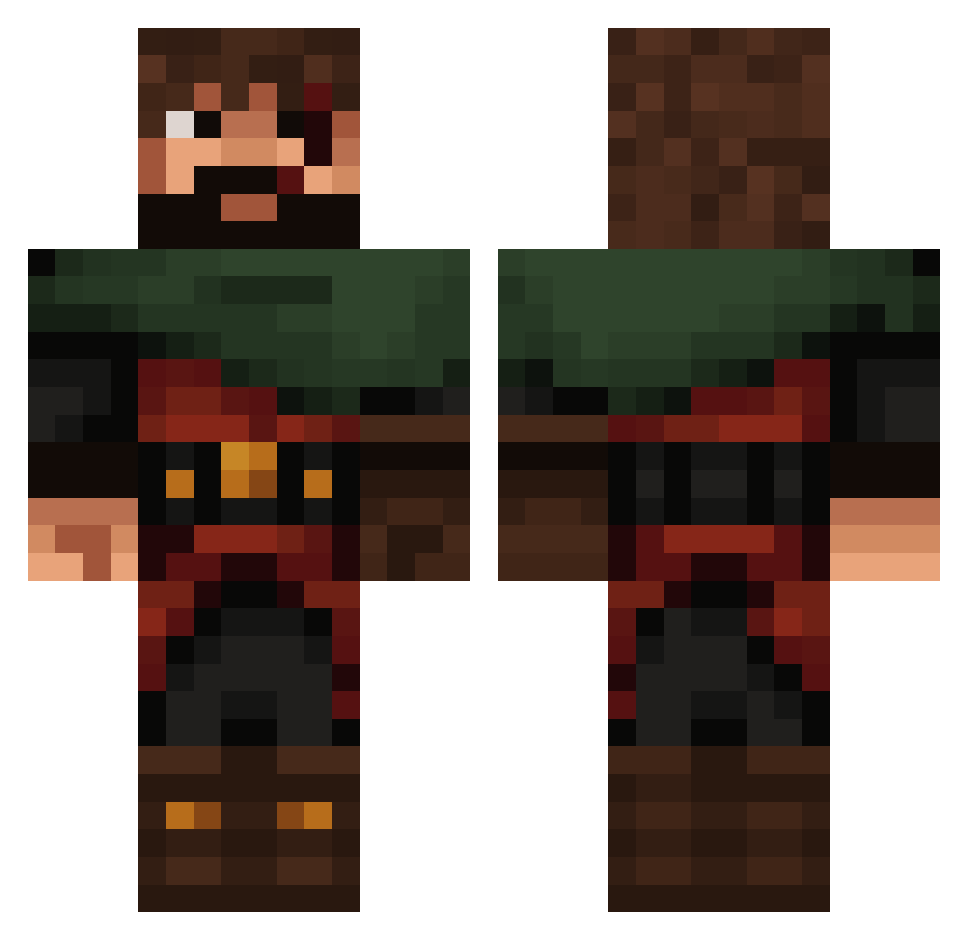 Zvip Minecraft skin, front and back view