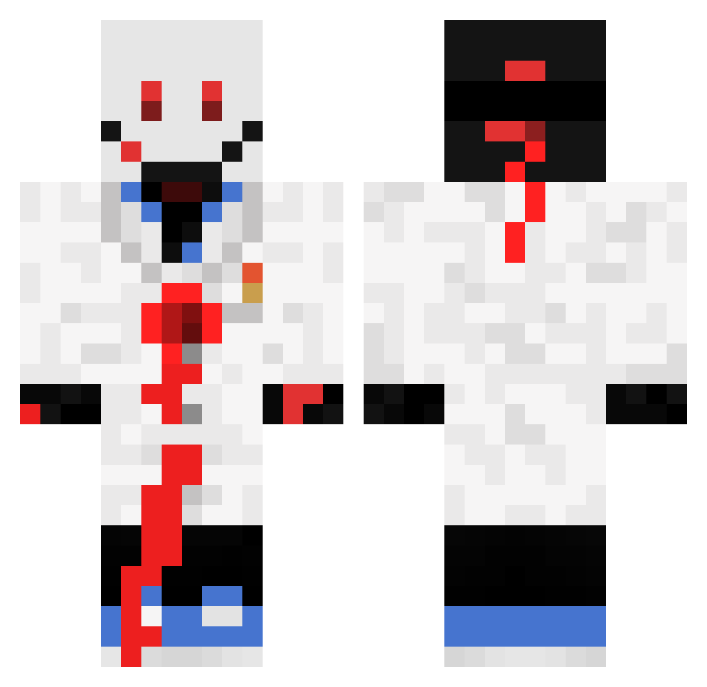 ArtyParty Minecraft skin, front and back view