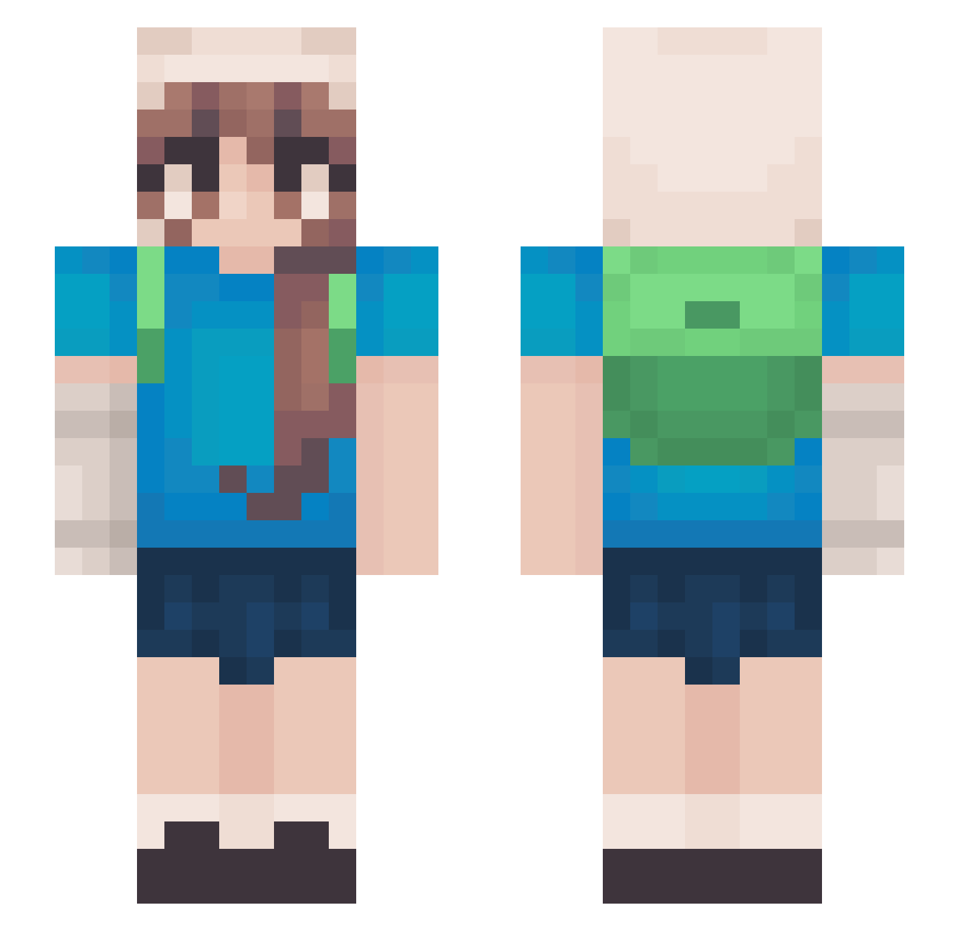 ellyblu Minecraft skin, front and back view