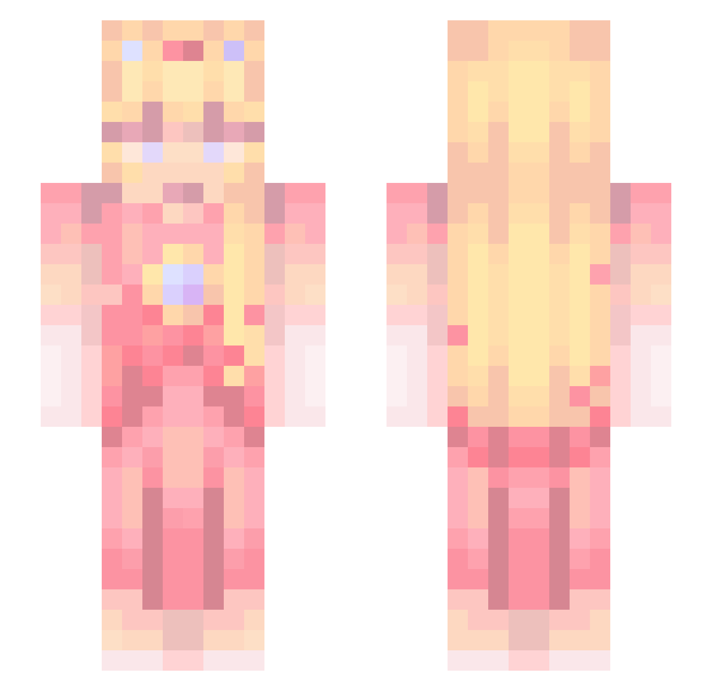 heartifact Minecraft skin, front and back view