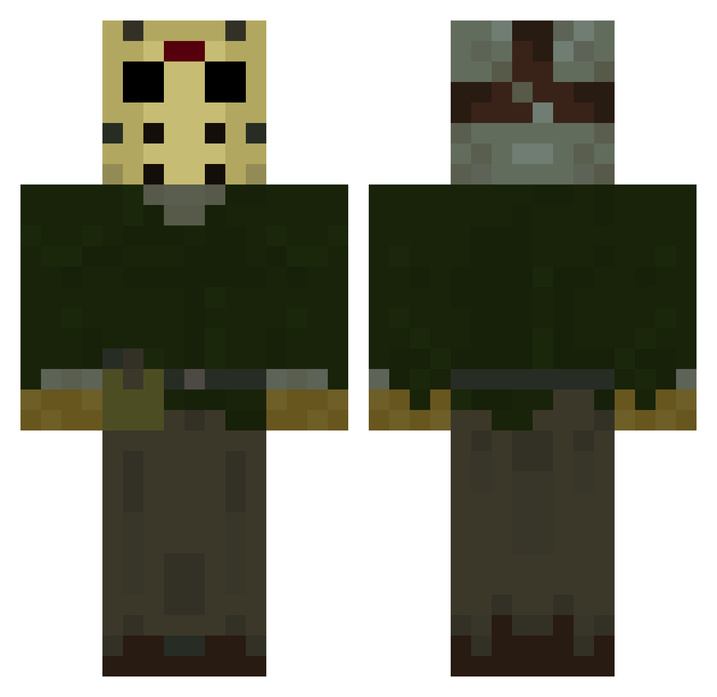 Cactusum Minecraft skin, front and back view