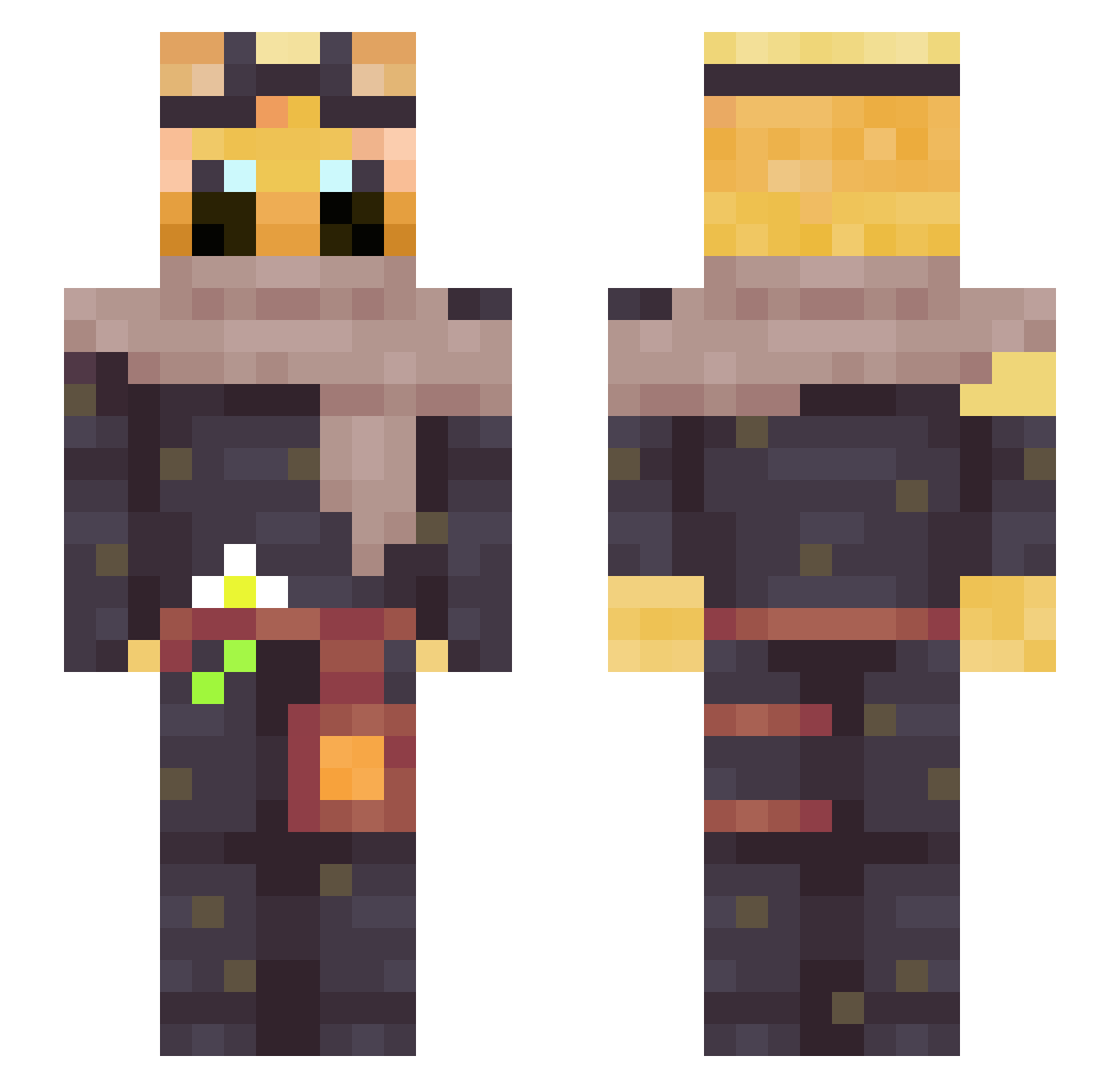 Dantuu Minecraft skin, front and back view