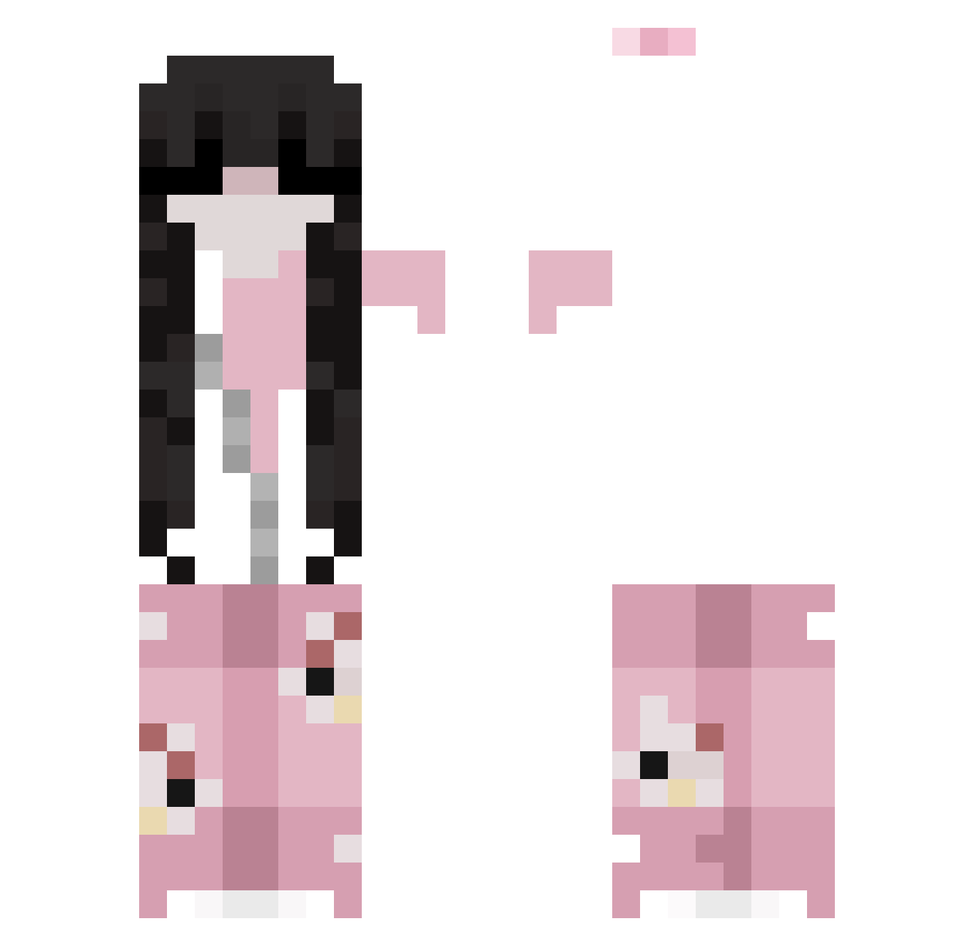 LaFluffy Minecraft skin, front and back view